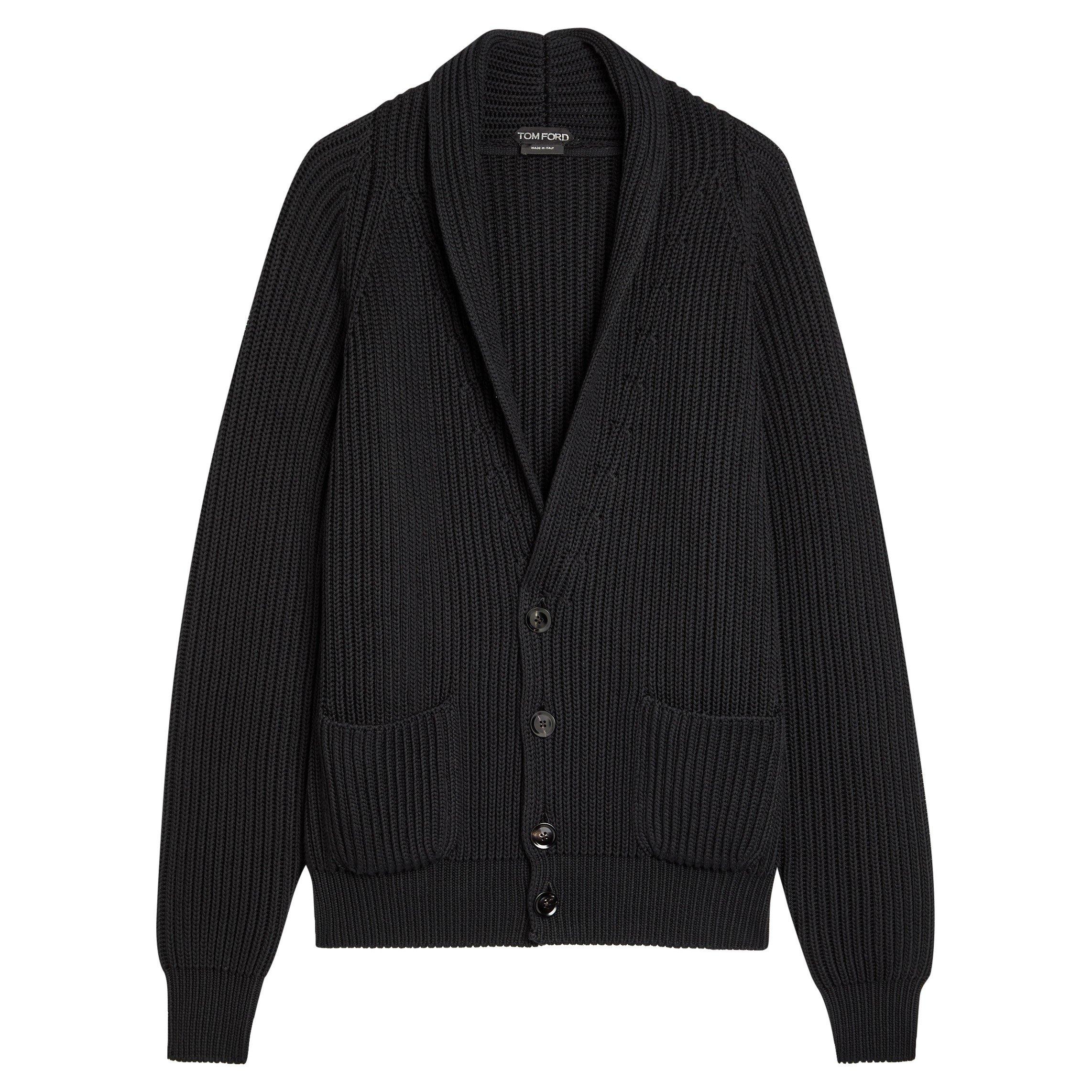 BLACK - Tom Ford - Men's Shawl-Collar Cotton Cardigan - 1
