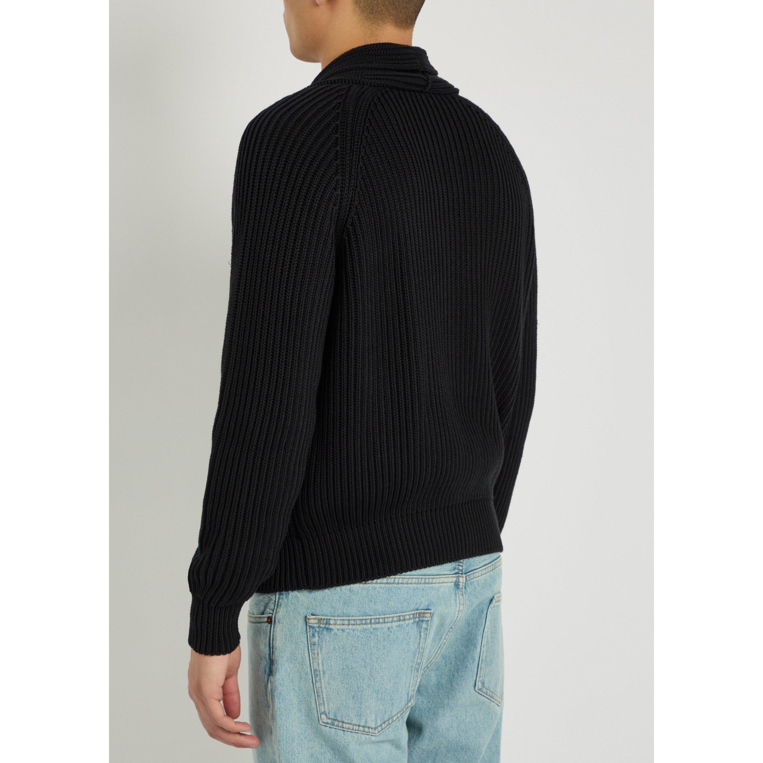 BLACK - Tom Ford - Men's Shawl-Collar Cotton Cardigan - 3
