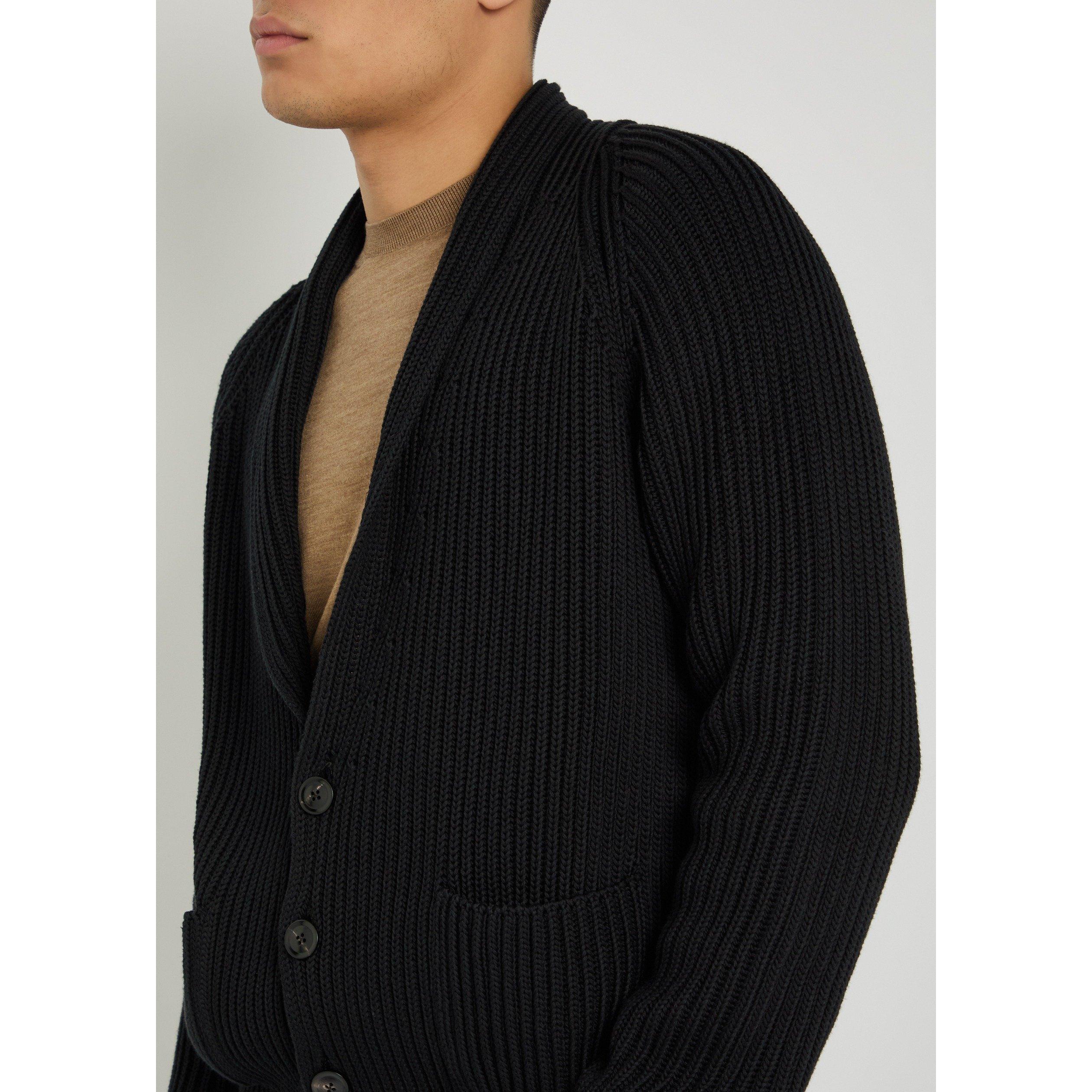 BLACK - Tom Ford - Men's Shawl-Collar Cotton Cardigan - 4