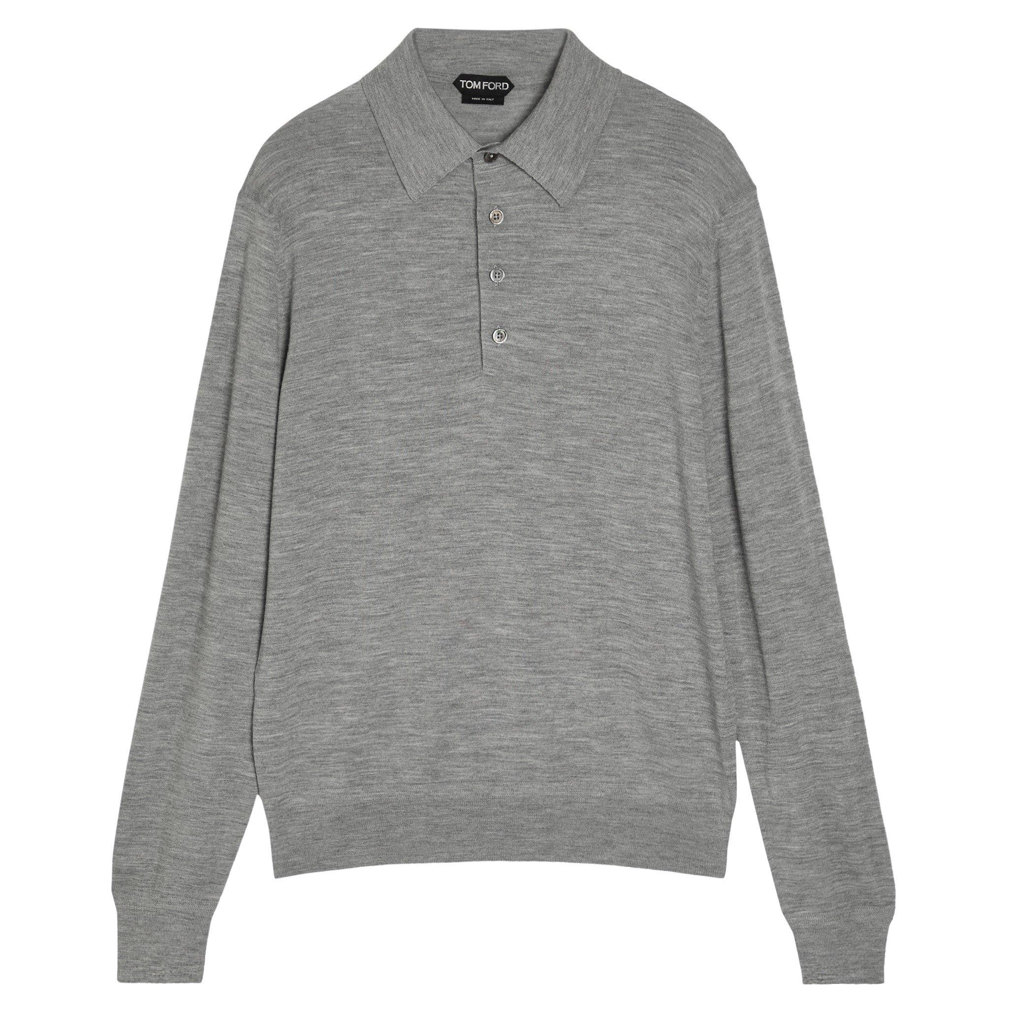 GREY - Tom Ford - TF WOOL LS POLO - 1