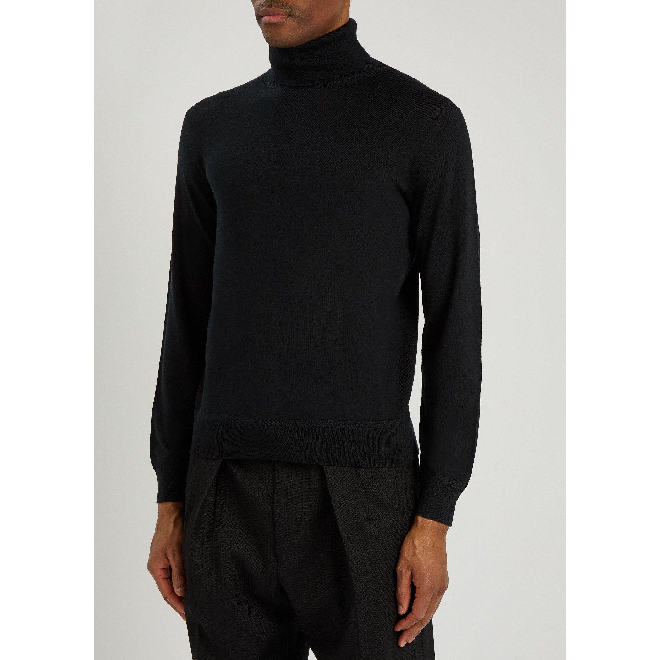 BLACK - Tom Ford - Men's Wool Slim-Fit Roll-Neck Jumper - 2