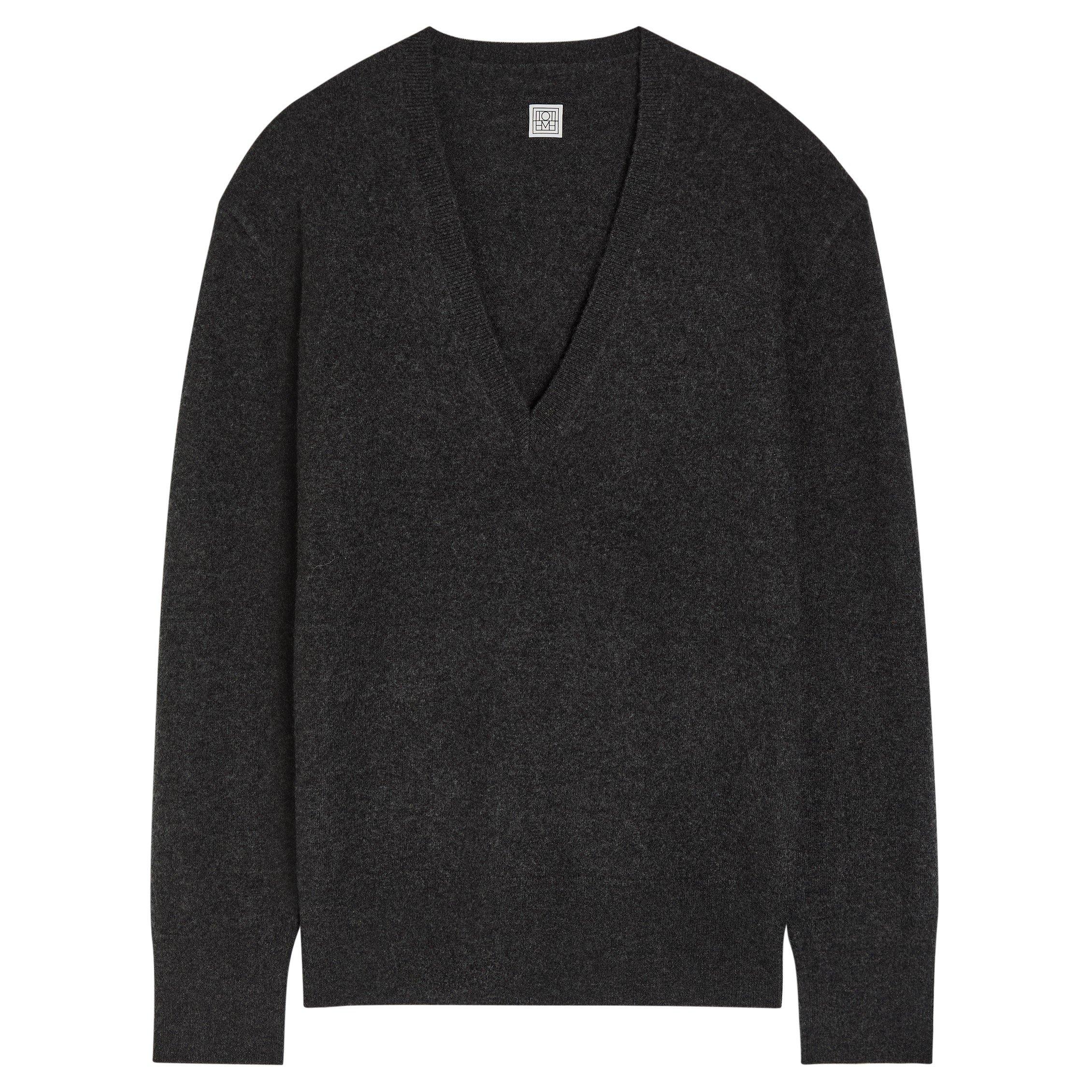 CHARCOAL - Toteme - Cashmere V-neck knit