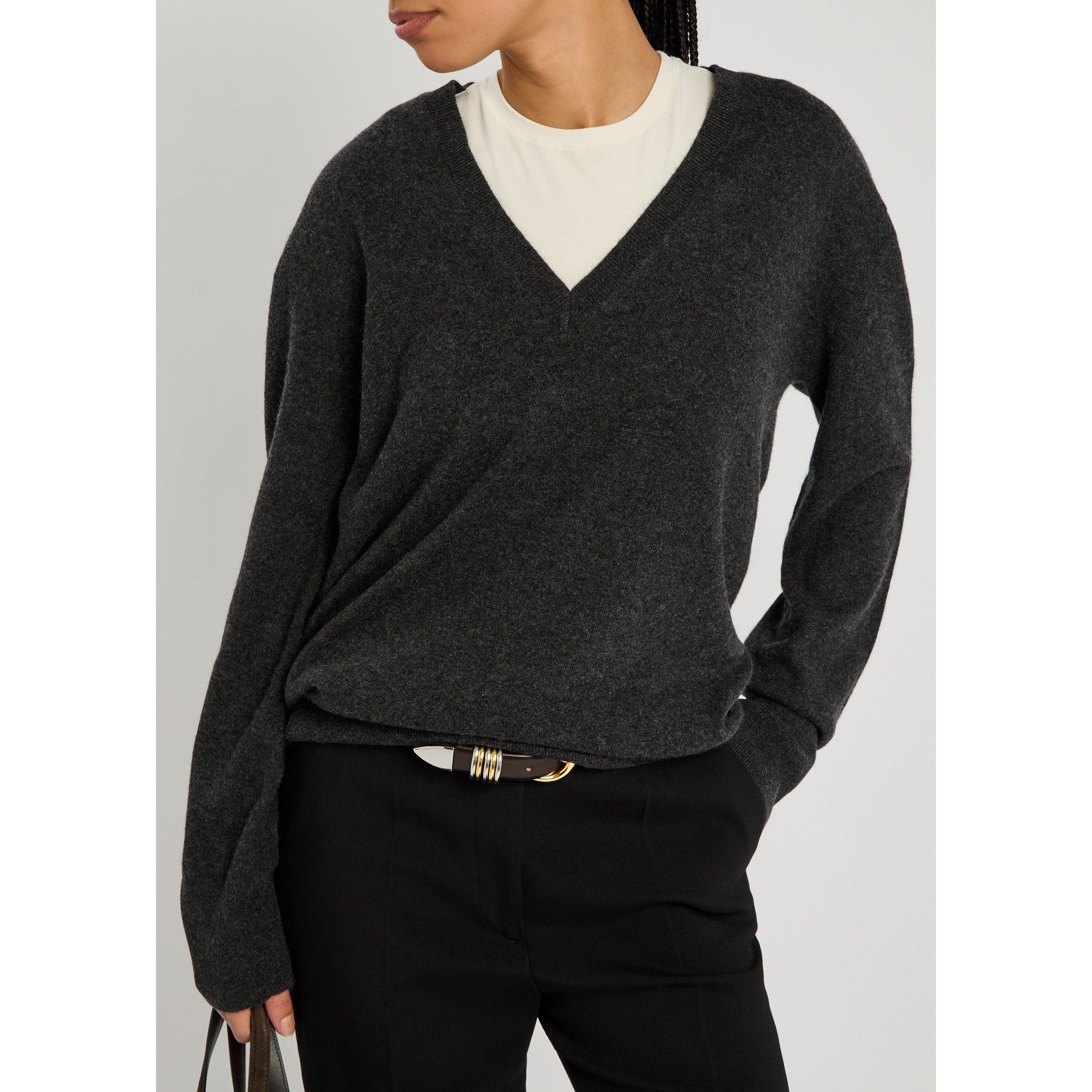 CHARCOAL - Toteme - Cashmere V-neck knit09 - 4