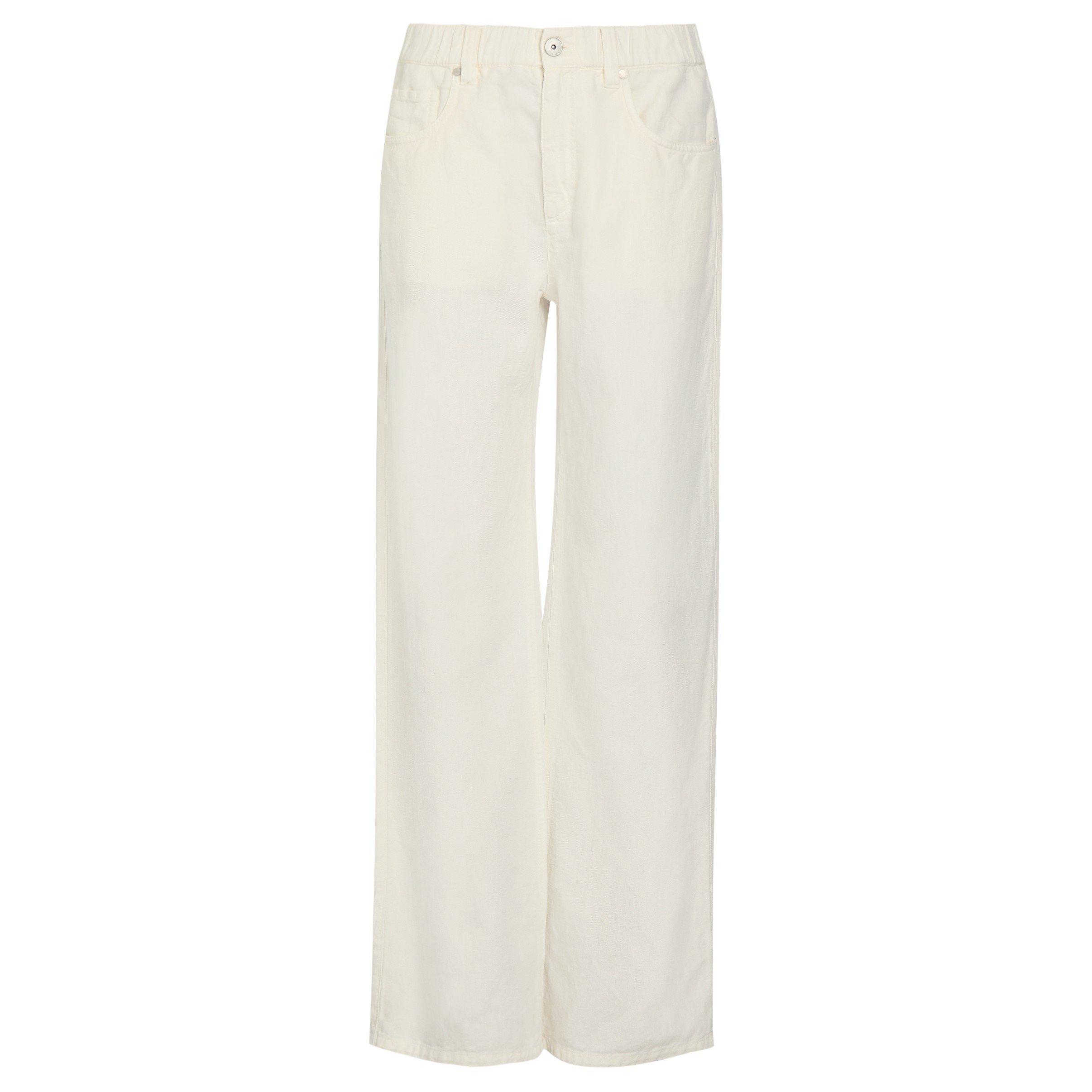 WHITE - Brunello Cucinelli - Women's Dyed Cotton Linen Wide Jeans - 1