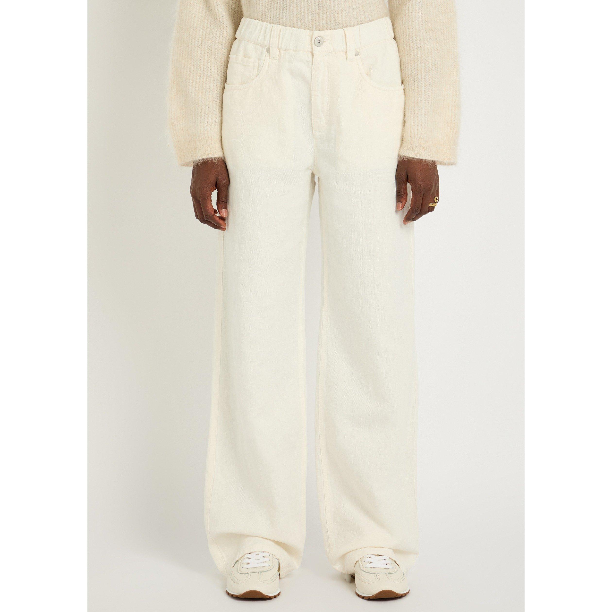 WHITE - Brunello Cucinelli - Women's Dyed Cotton Linen Wide Jeans - 2