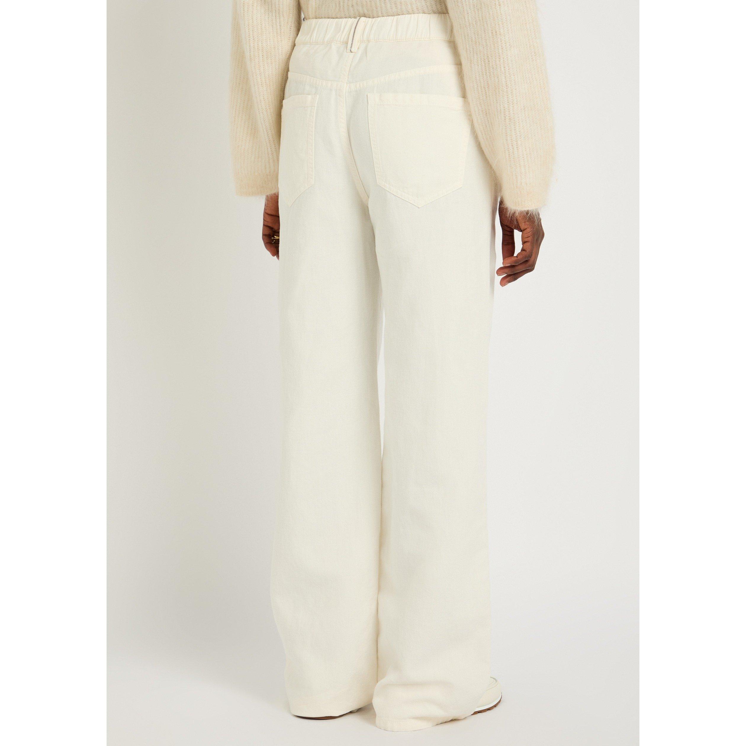 WHITE - Brunello Cucinelli - Women's Dyed Cotton Linen Wide Jeans - 3