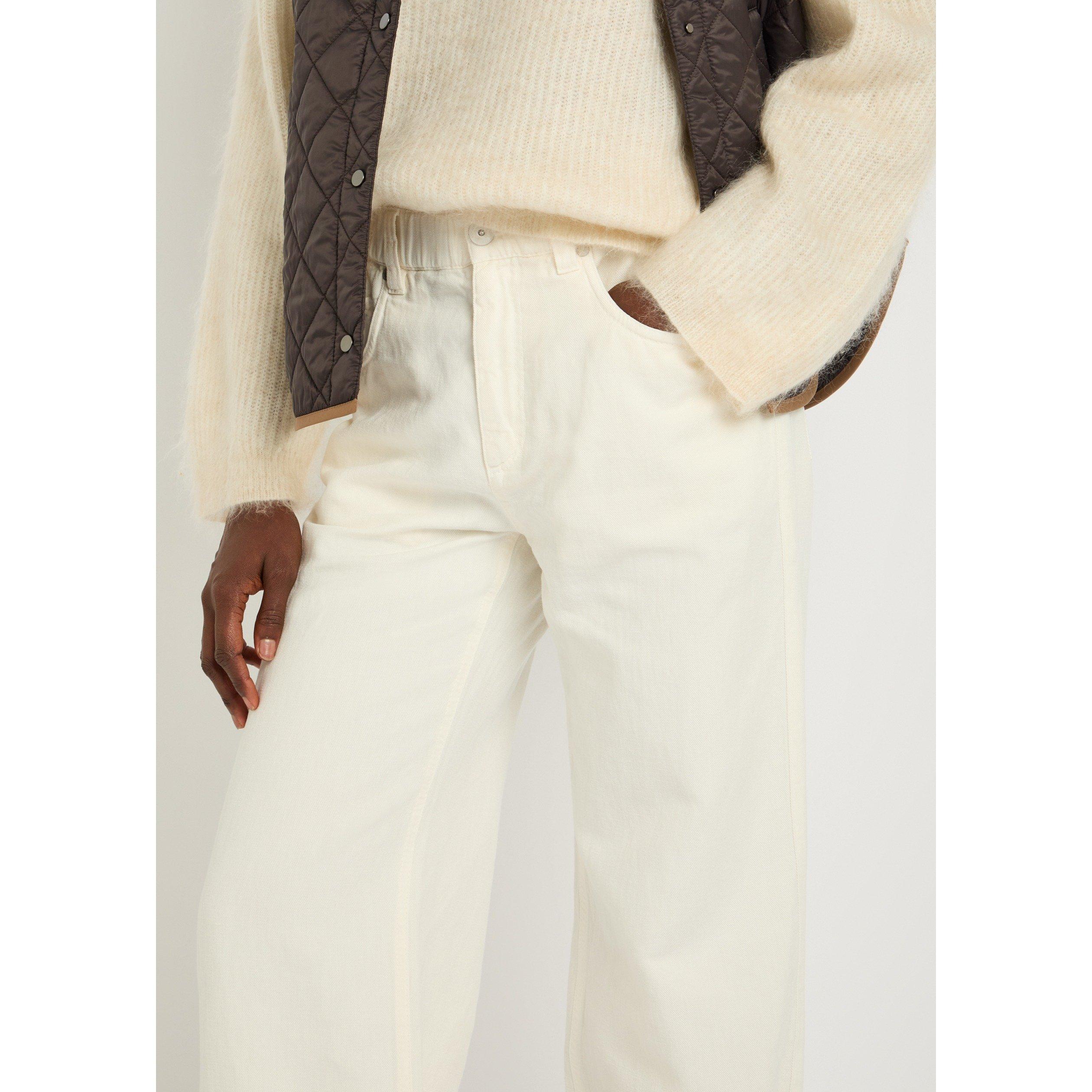 WHITE - Brunello Cucinelli - Women's Dyed Cotton Linen Wide Jeans - 4