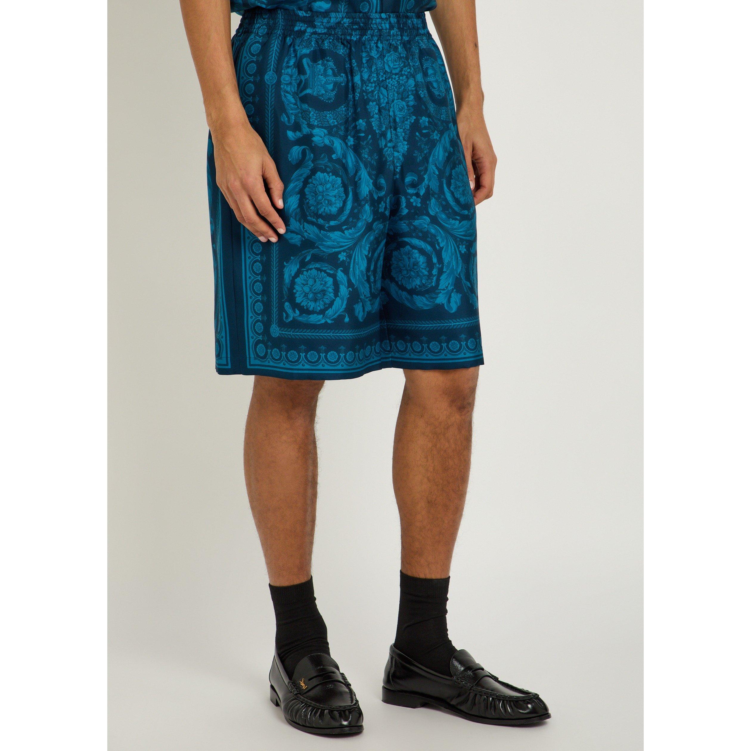 BLUE - Versace - VER BAROCCO SS SILK SHORTS - 2