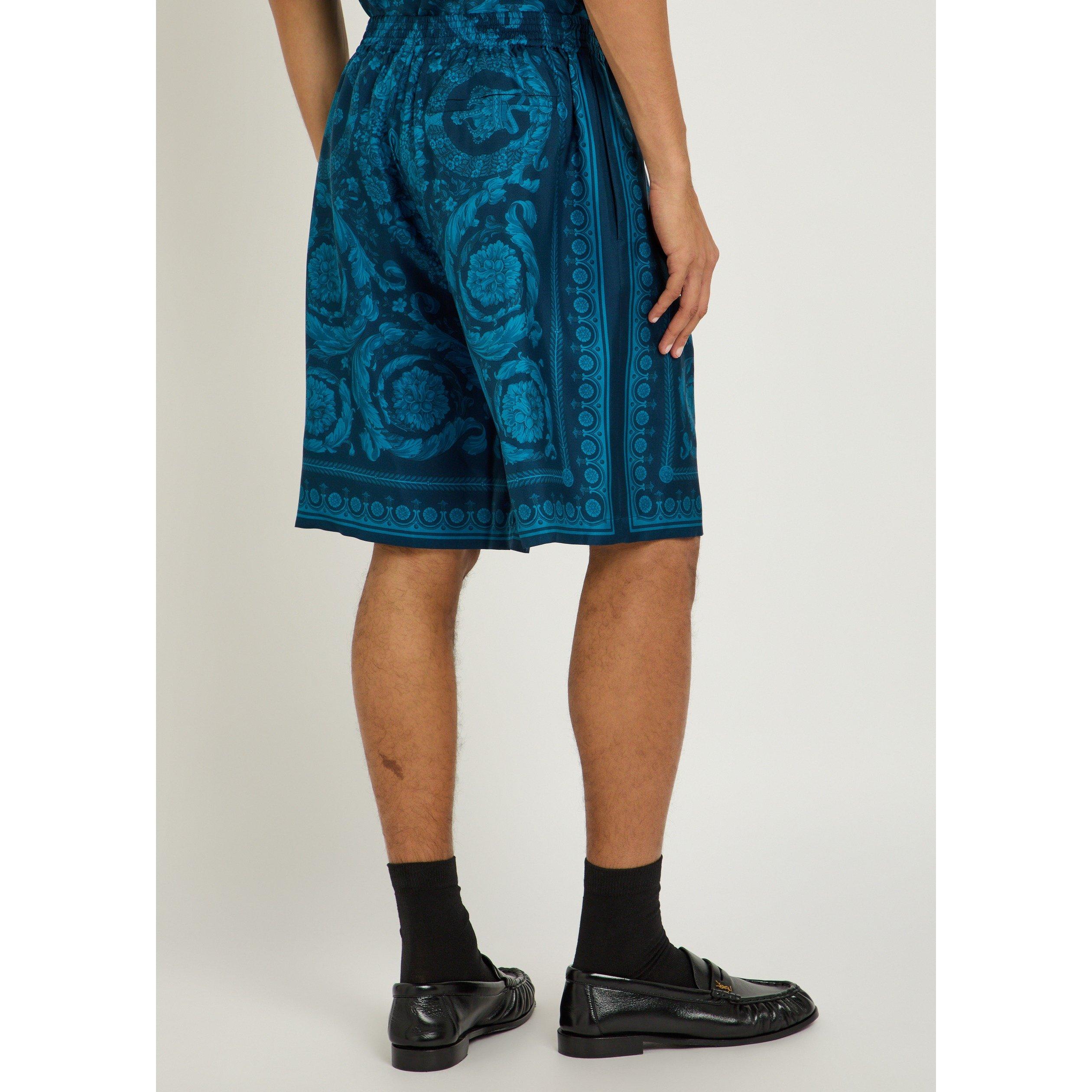 BLUE - Versace - VER BAROCCO SS SILK SHORTS - 3