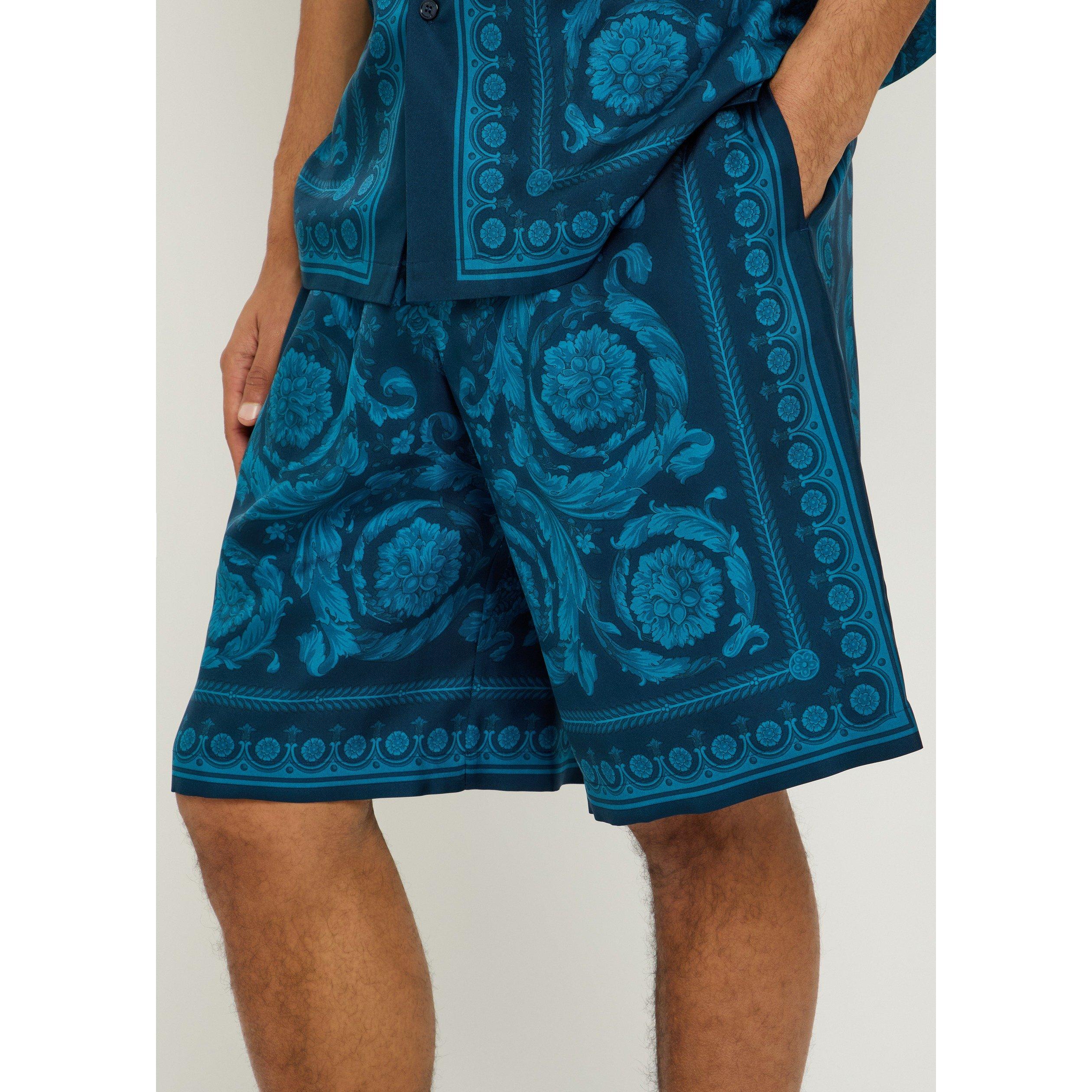 BLUE - Versace - VER BAROCCO SS SILK SHORTS - 4