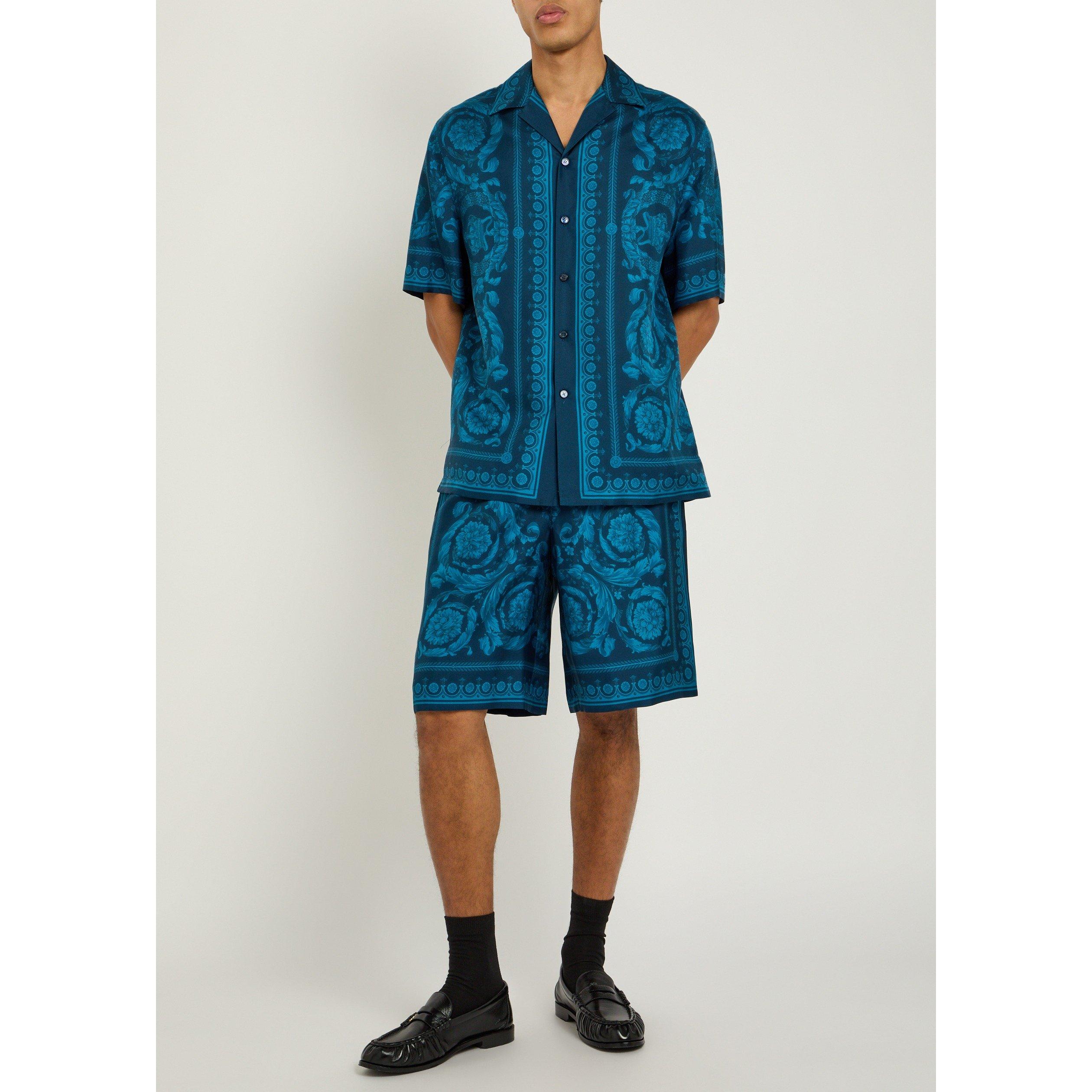 BLUE - Versace - VER BAROCCO SS SILK SHORTS - 5