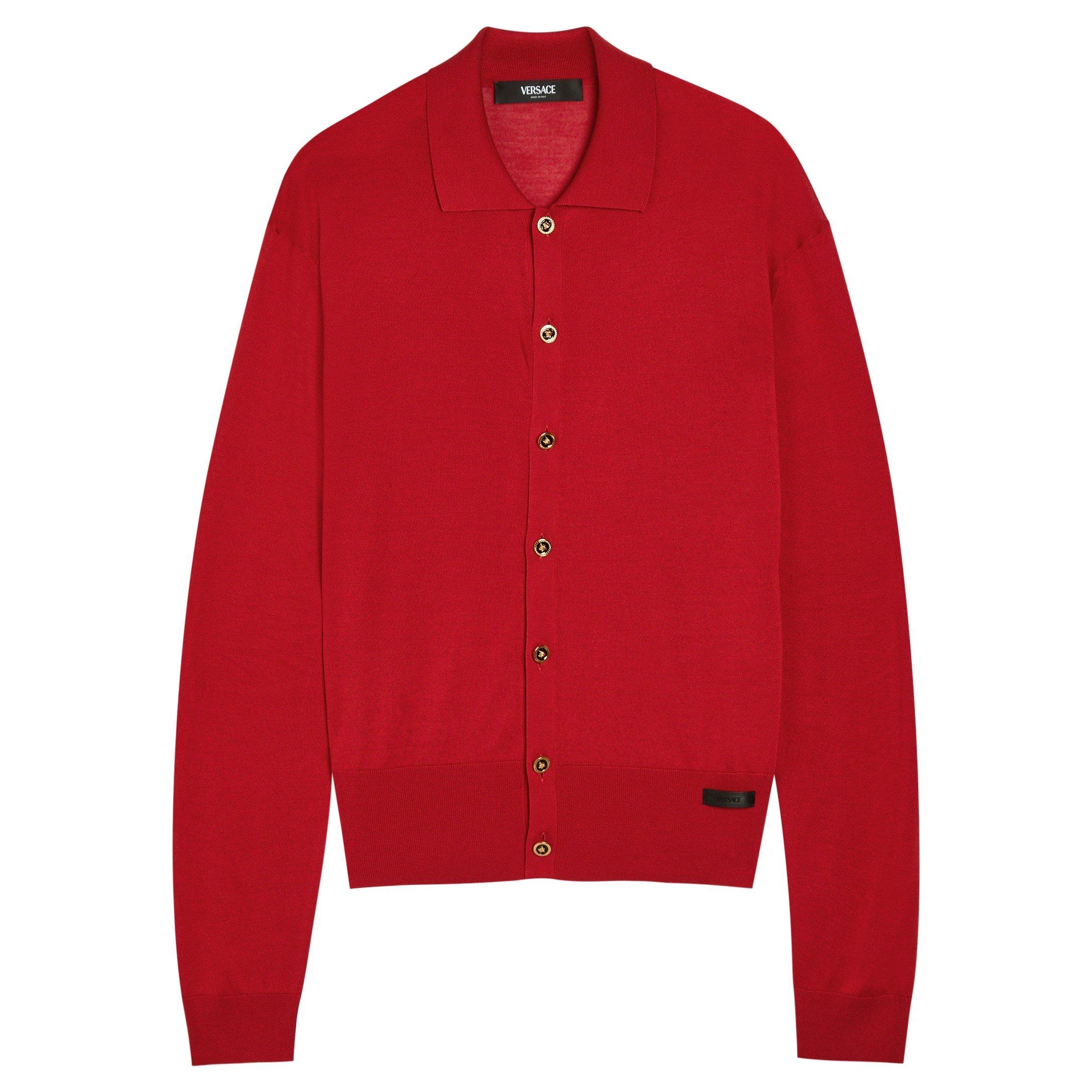 RED - Versace - VER SILK BLEND KNIT POLO - 1