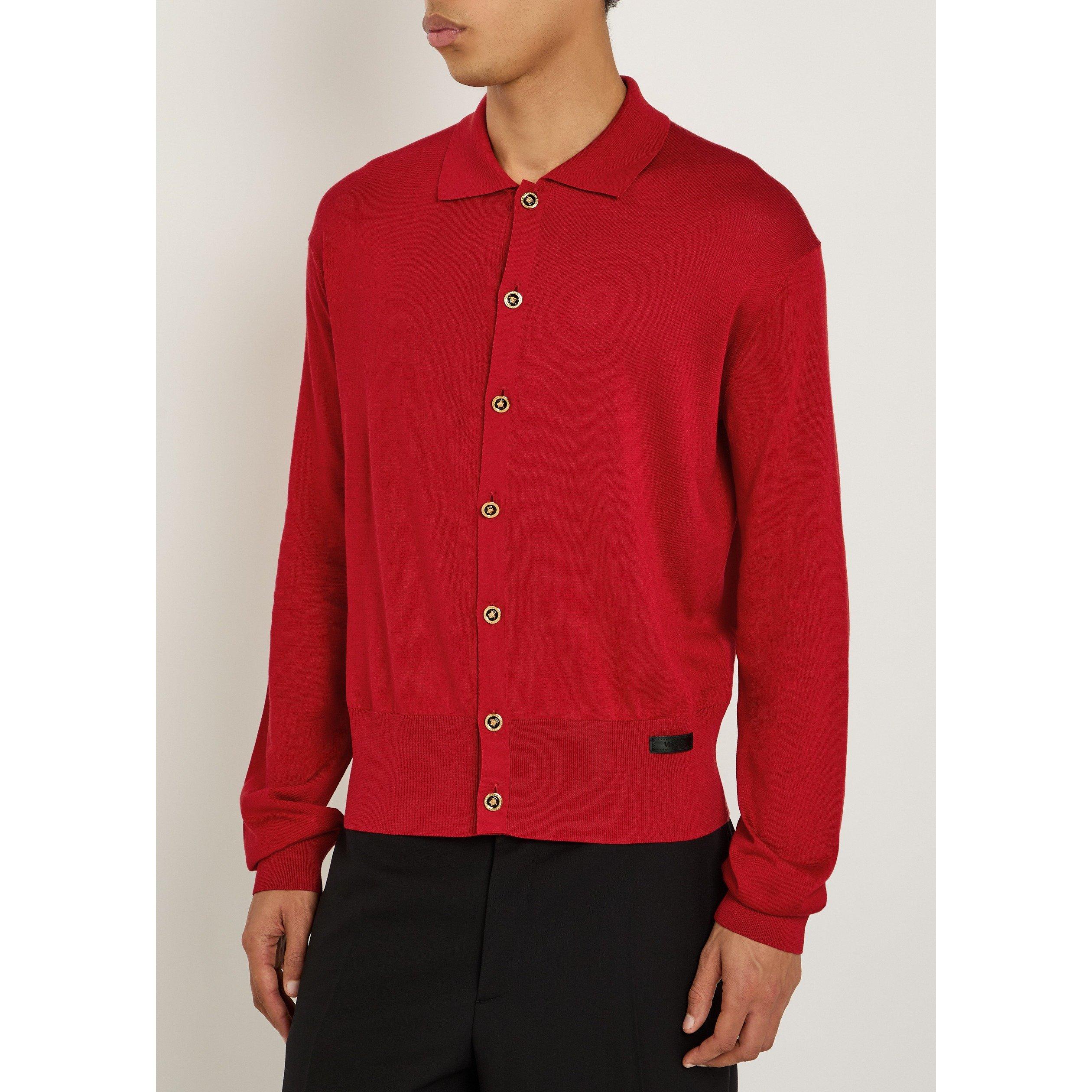 RED - Versace - VER SILK BLEND KNIT POLO - 2