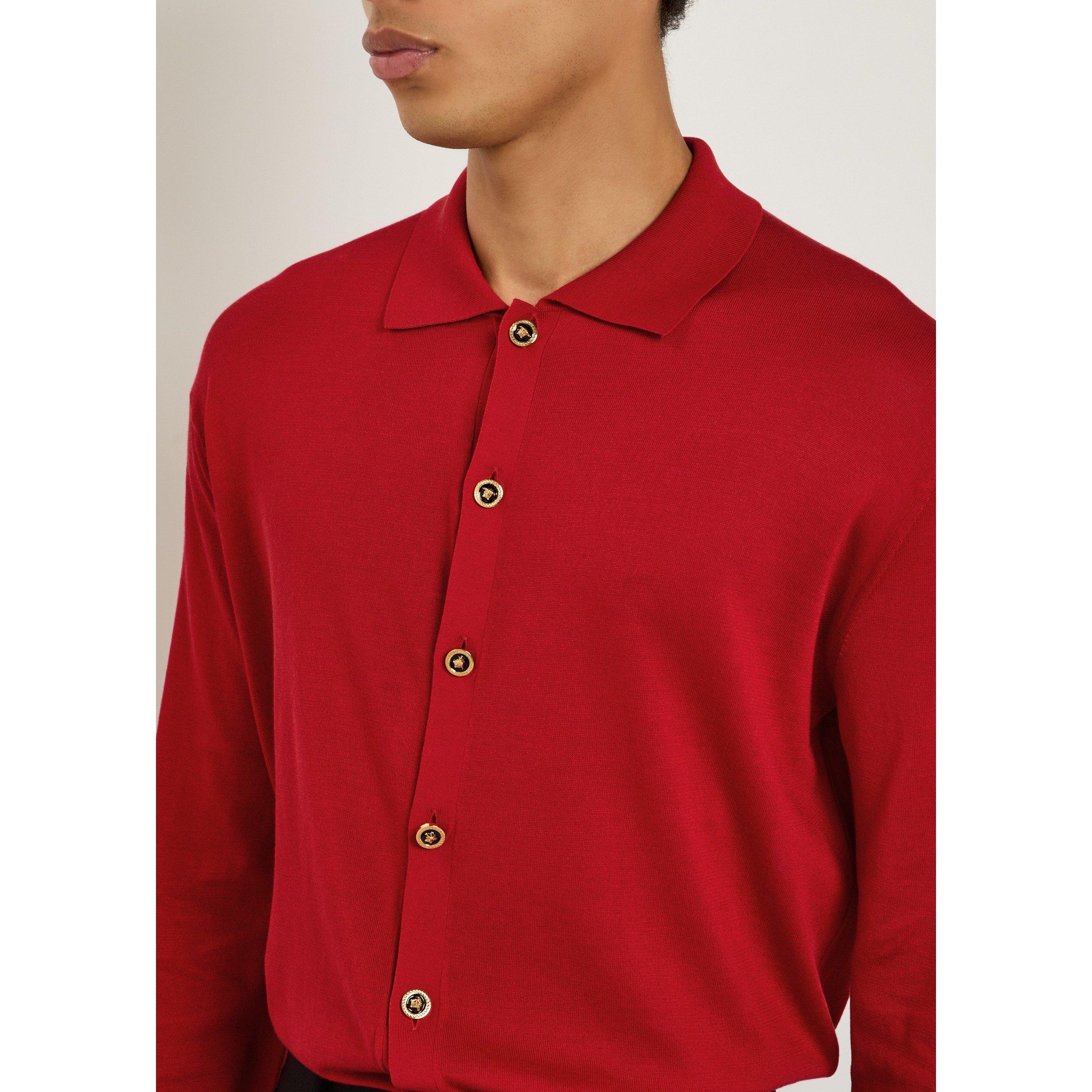 RED - Versace - VER SILK BLEND KNIT POLO - 4
