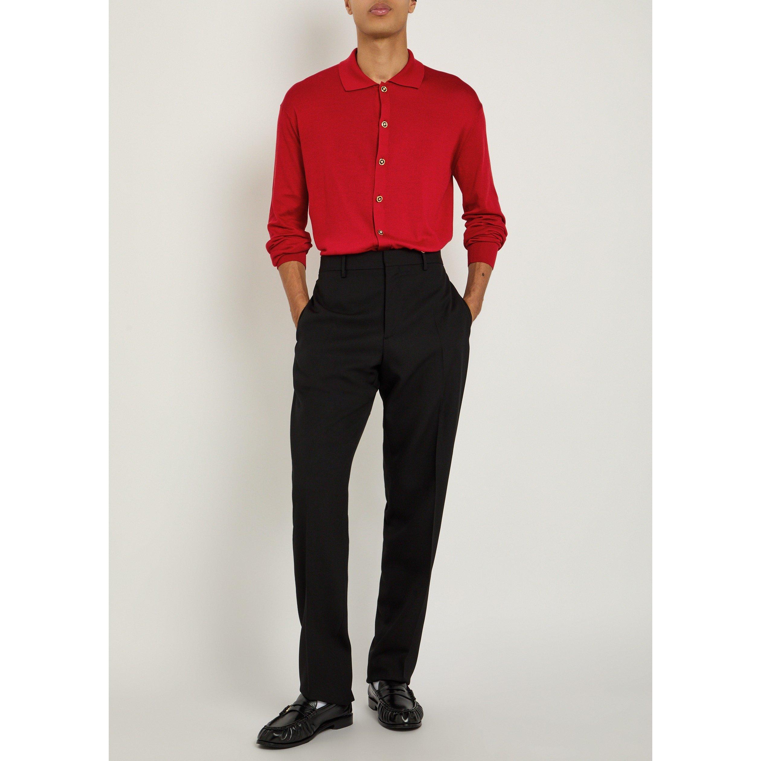 RED - Versace - VER SILK BLEND KNIT POLO - 5