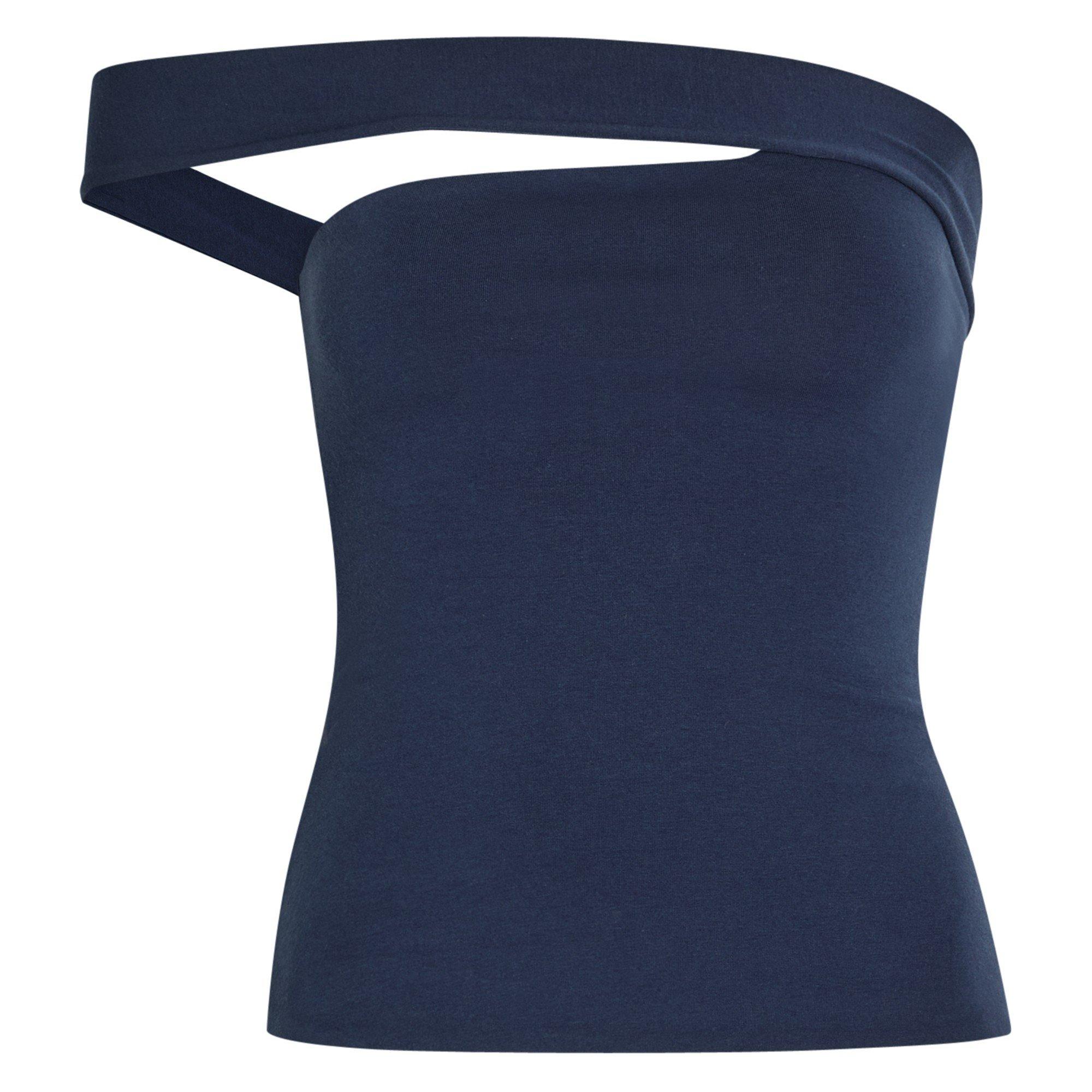 NAVY - SKIMS - COTT JERSEY ASYMMERTICAL TOP