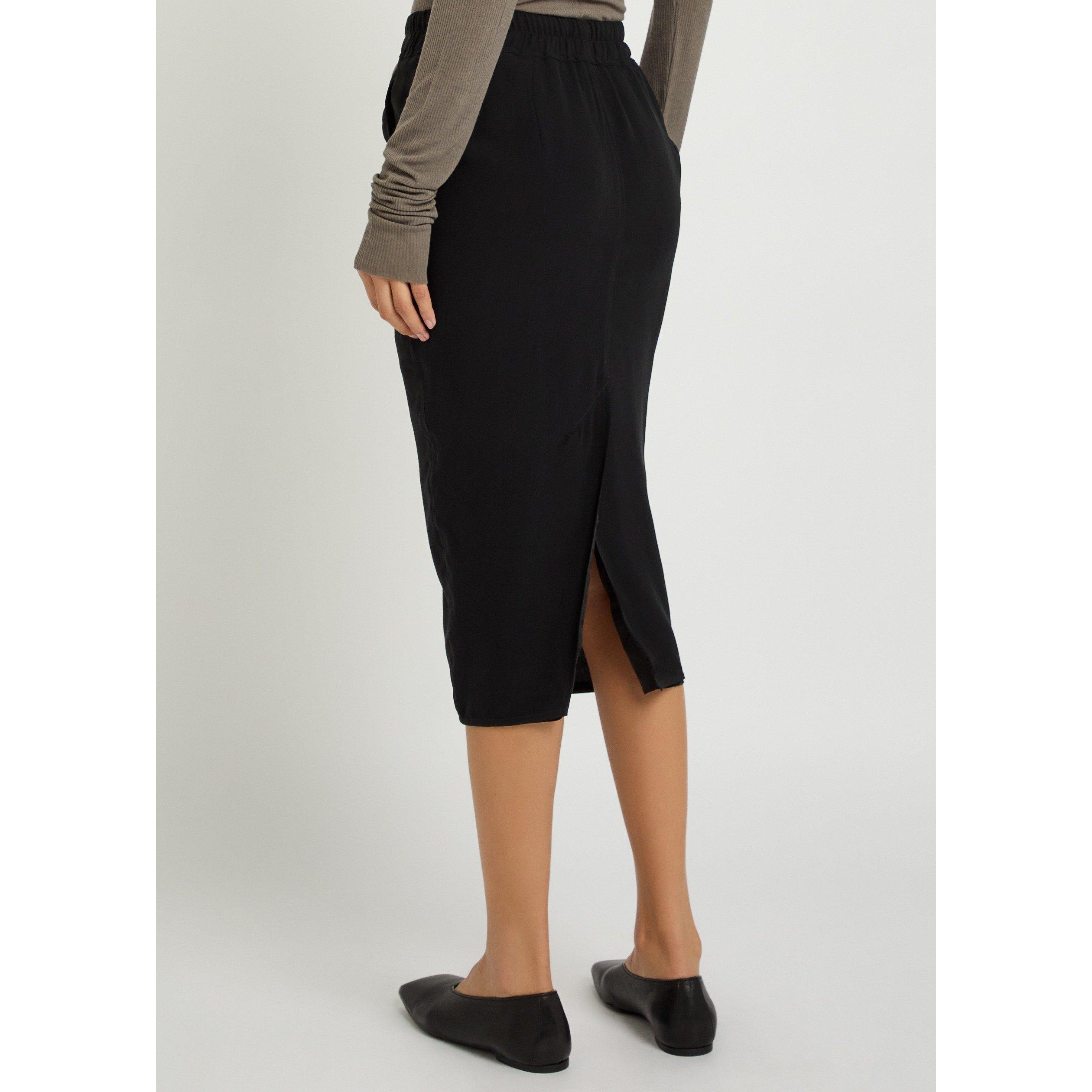 BLACK - Rick Owens - Women's Pillar Zipped Silk Slim-Fit Midi Skirt - 3