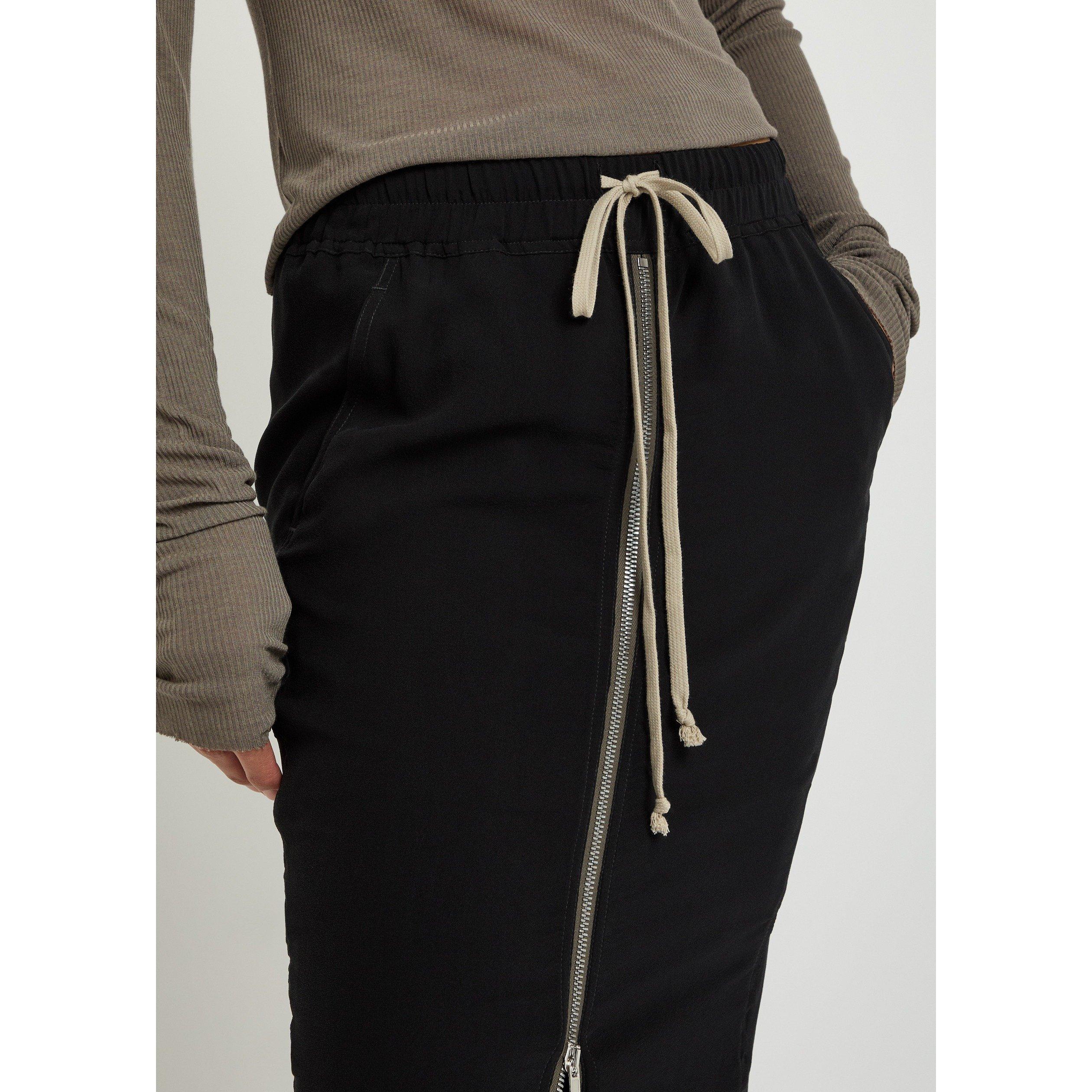 BLACK - Rick Owens - Women's Pillar Zipped Silk Slim-Fit Midi Skirt - 4
