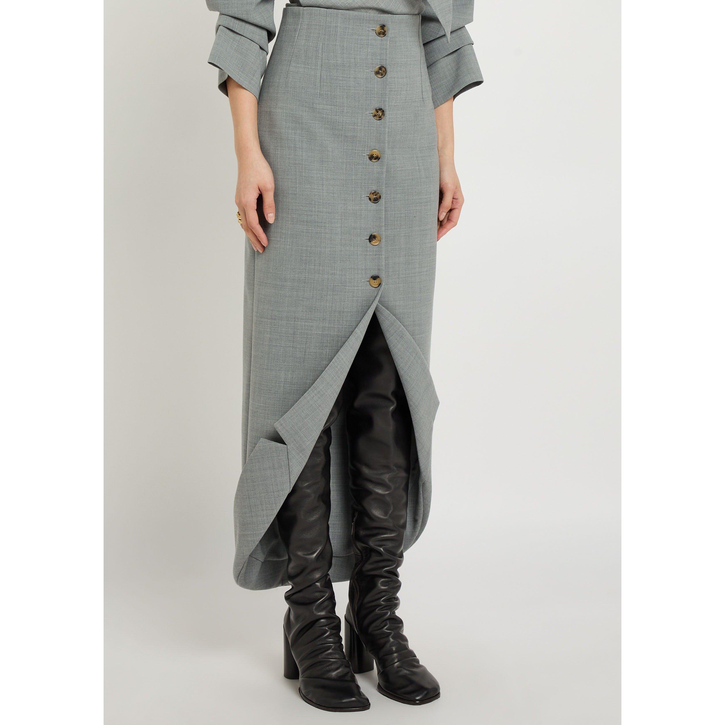 GREY - Unknown - TAILORED SKIRT WITH JACKET COL - 2