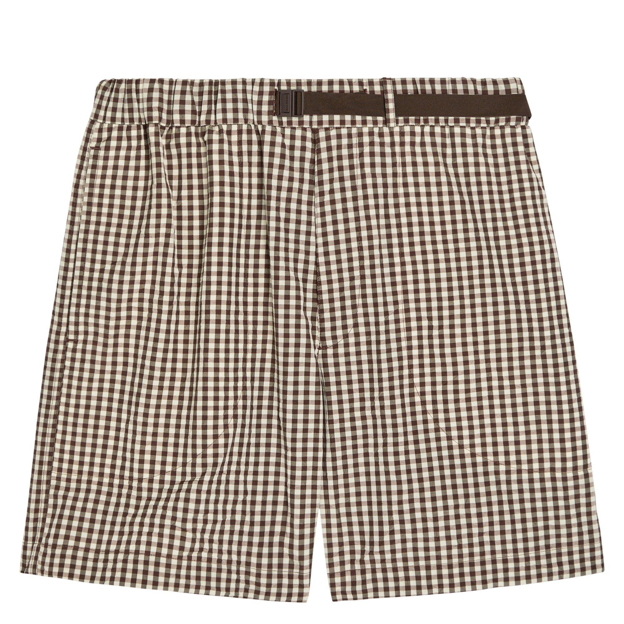 GREY - Moncler - Men's Gingham Crinkled Cotton Shorts