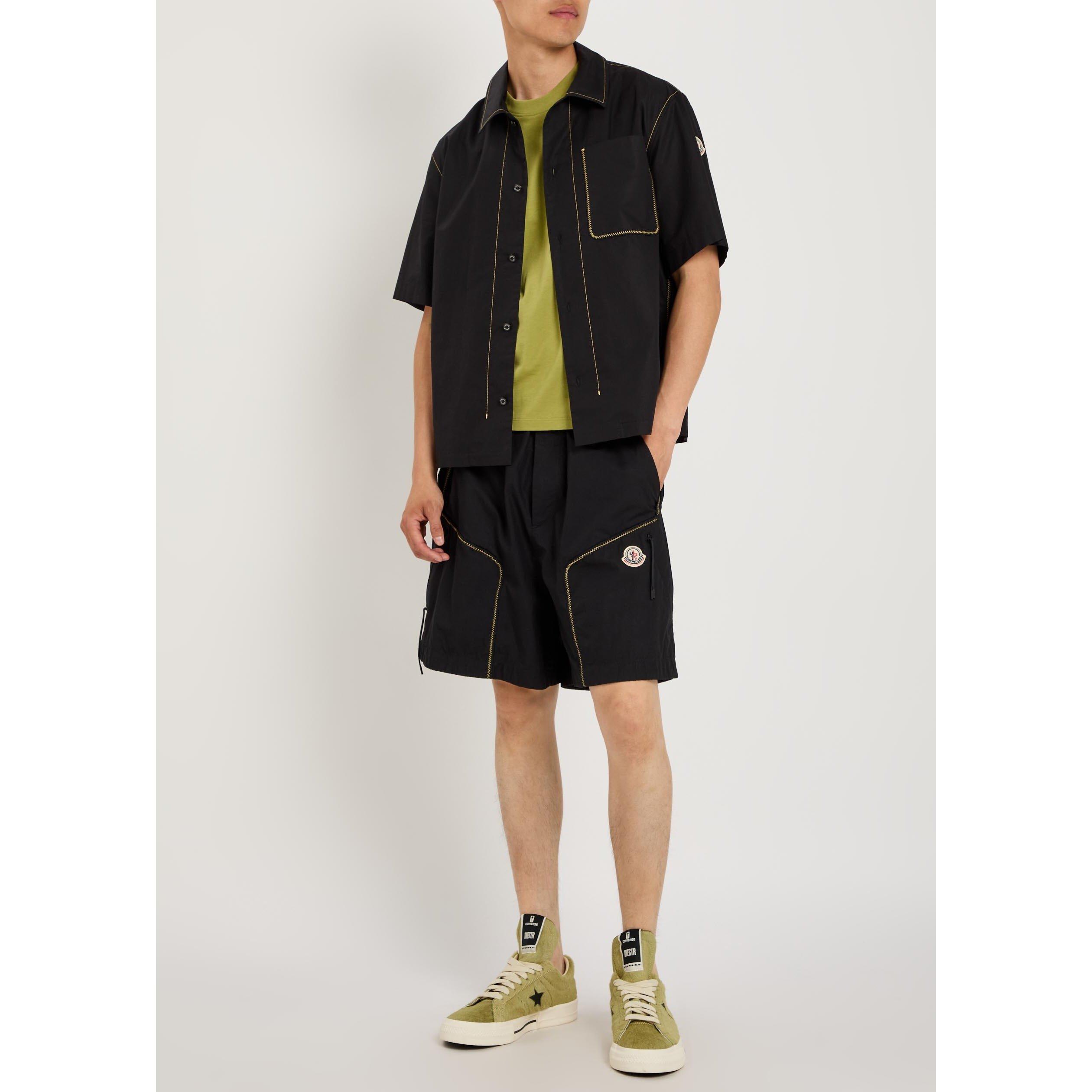 BLACK - Moncler - Men's Cotton Baggy Woven Shorts - 5