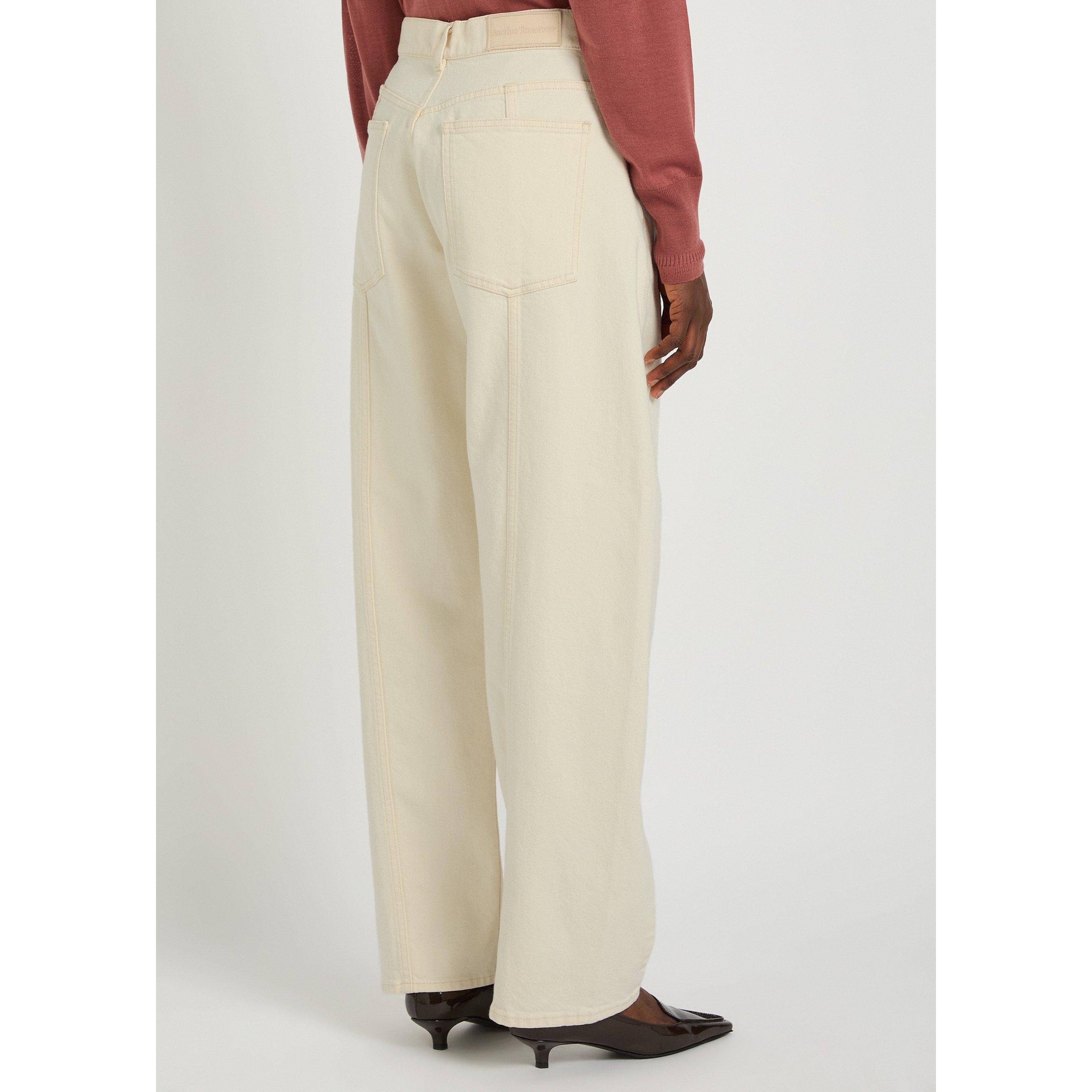 BEIGE - Another Tomorrow - DENIM CURVED PANT - 3
