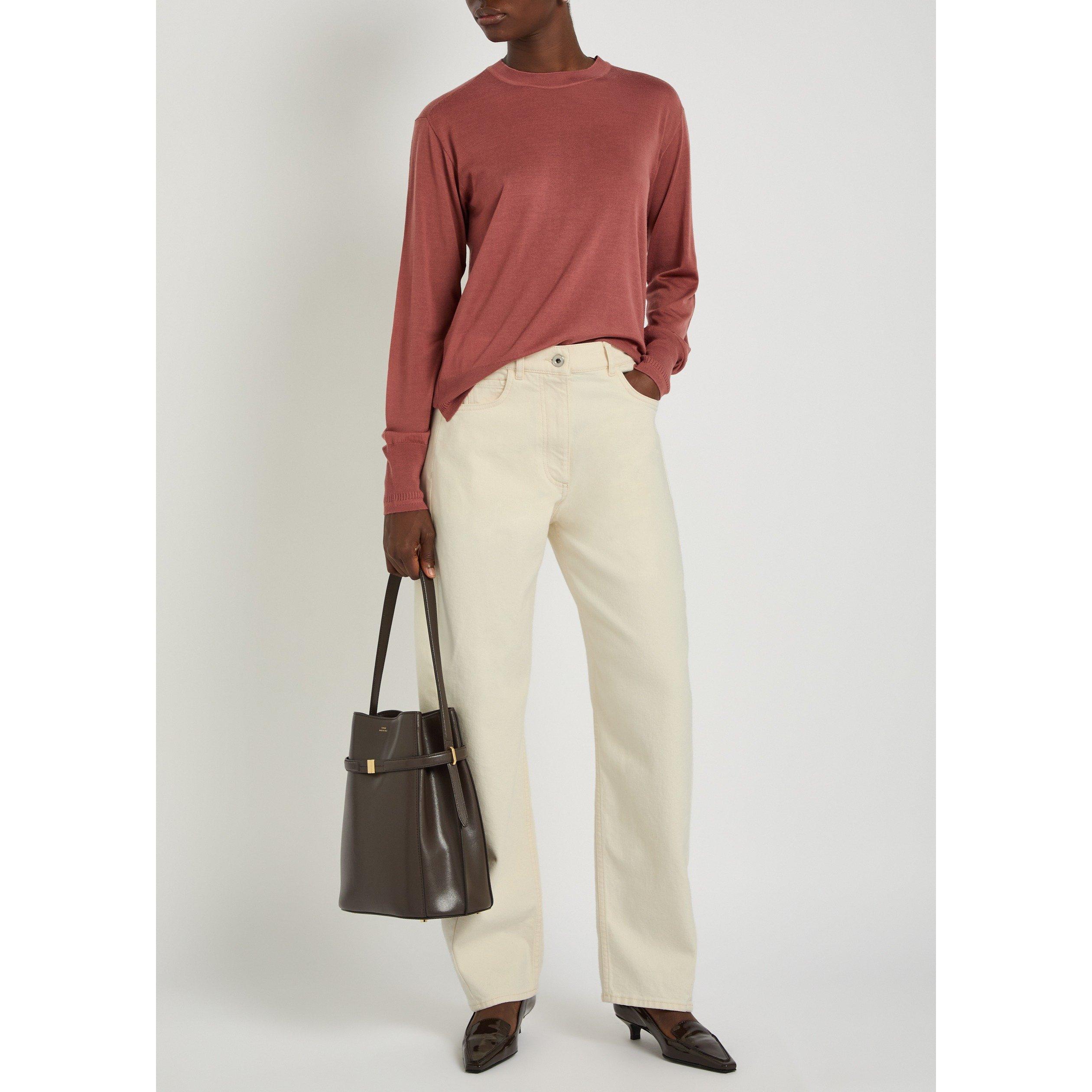 BEIGE - Another Tomorrow - DENIM CURVED PANT - 5