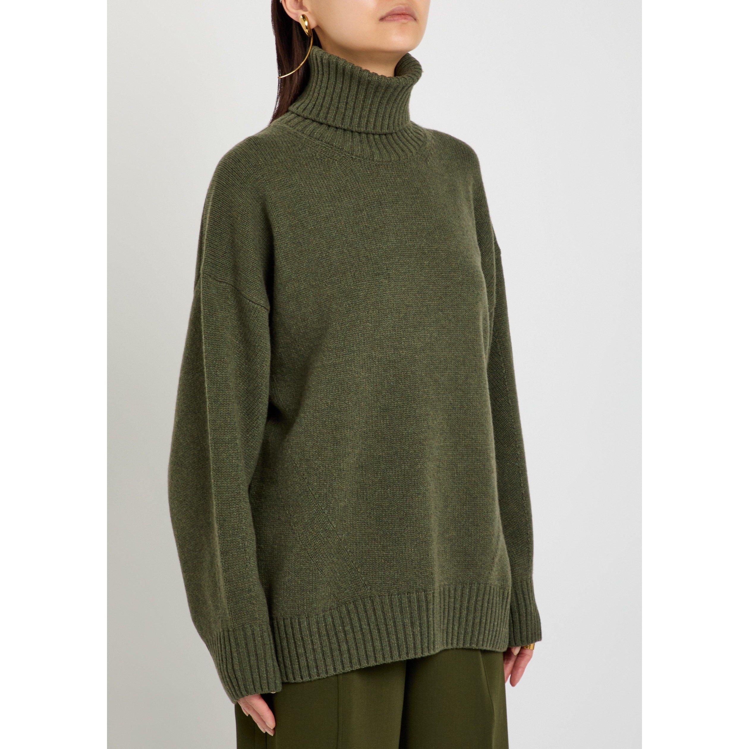 DARK GREEN - Another Tomorrow - OVERSIZED LUXE TURTLENECK - 2