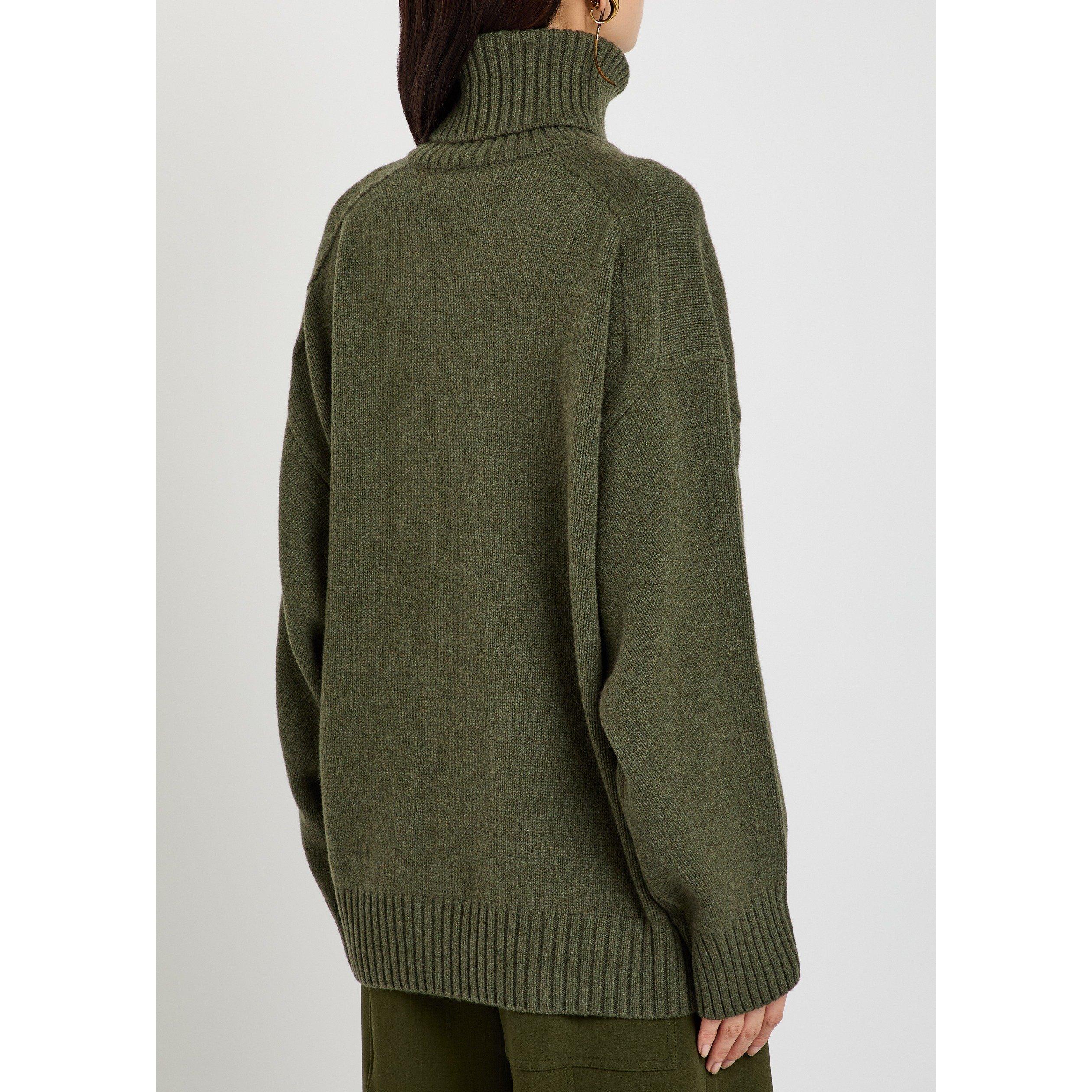 DARK GREEN - Another Tomorrow - OVERSIZED LUXE TURTLENECK - 3