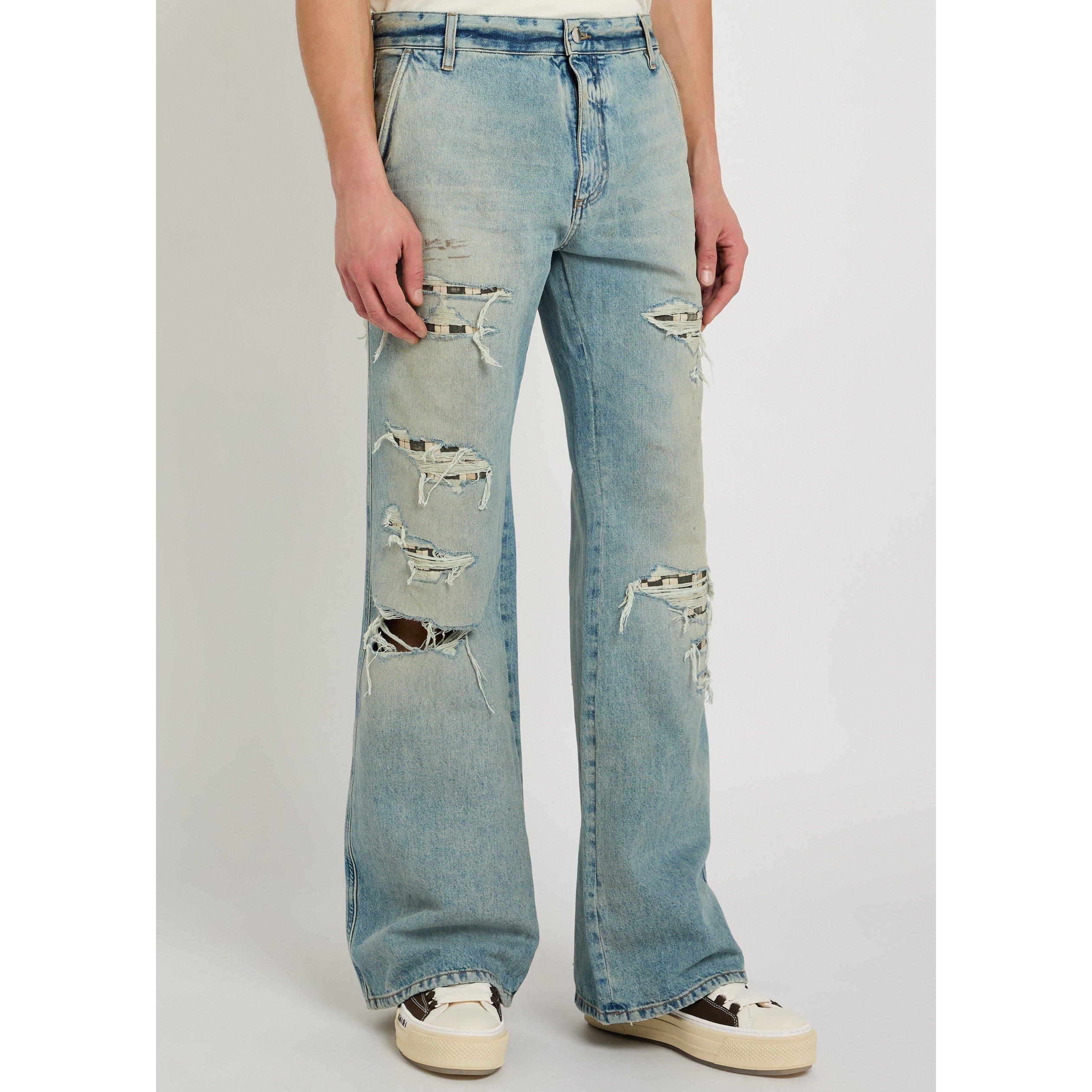 INDIGO - Amiri - AMIRI CHECKERED REPAIR BOOTCUT - 2