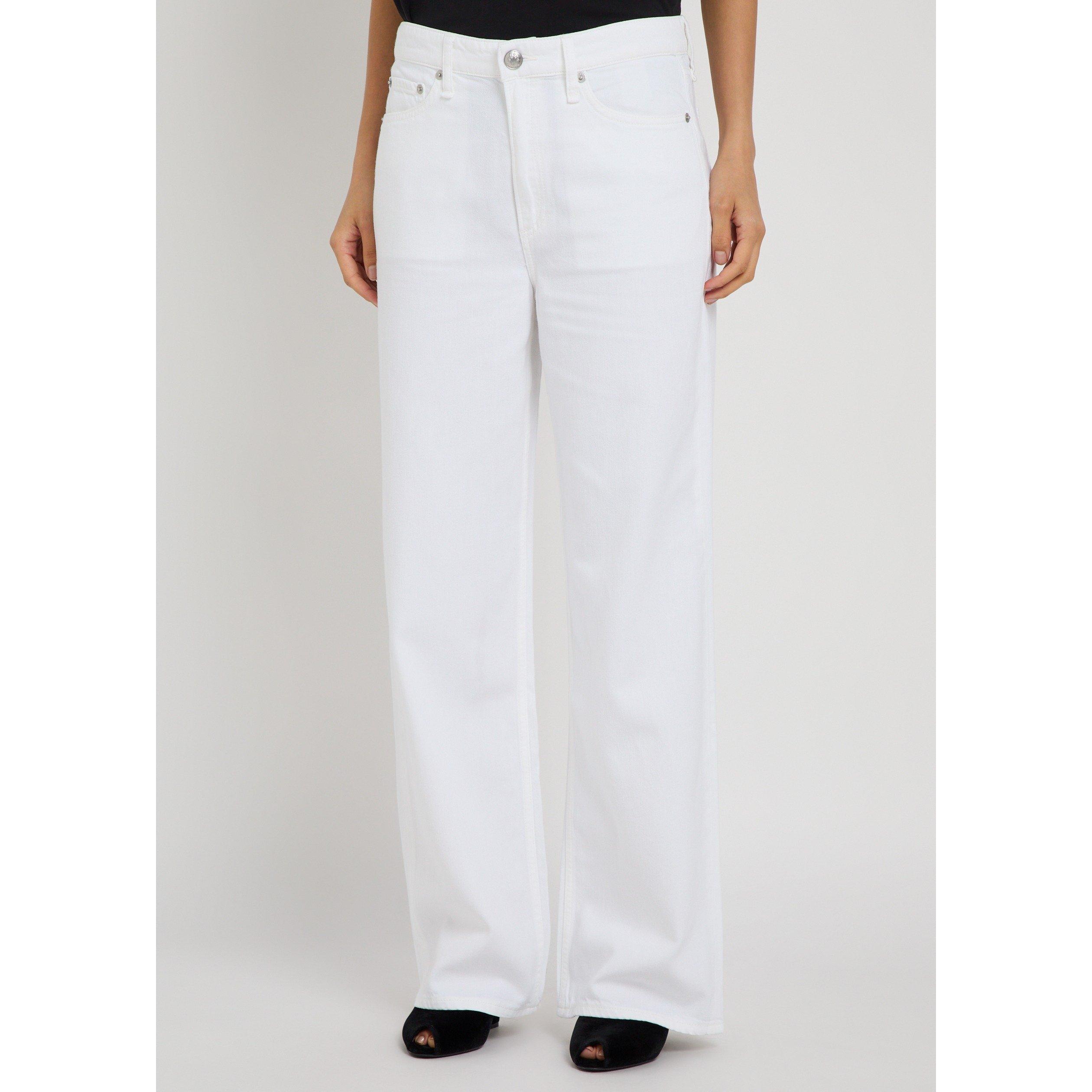 WHITE - Rag and Bone - Women's Logan Mid-Rise Wide-Leg Jeans - 2