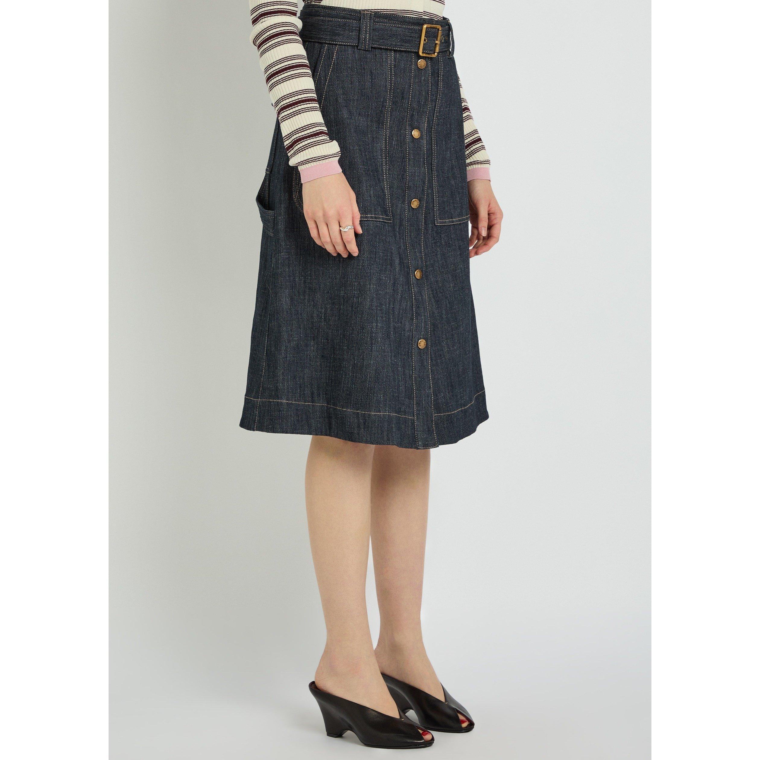 DENIM - Moncler - Women's Cotton High-Waisted Denim Skirt - 2