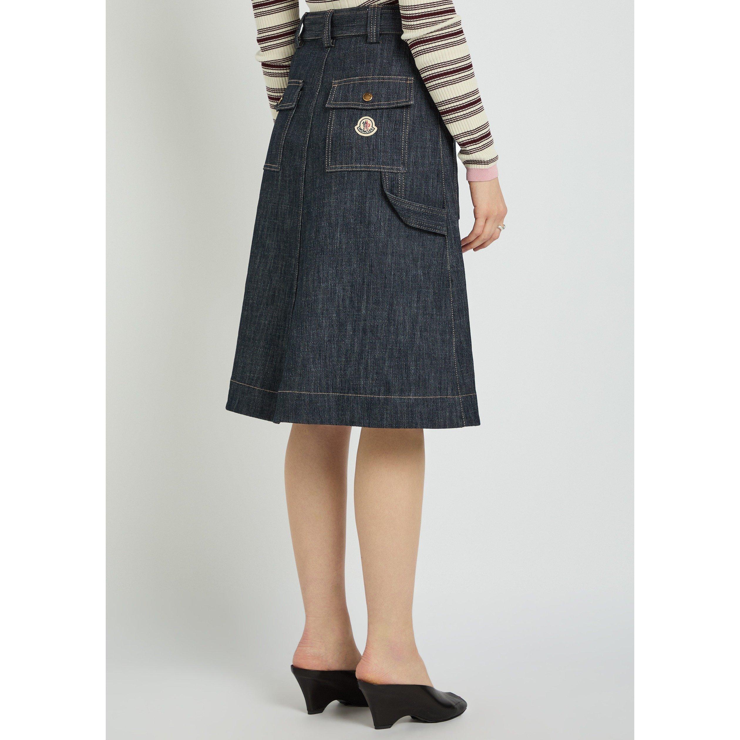 DENIM - Moncler - Women's Cotton High-Waisted Denim Skirt - 3