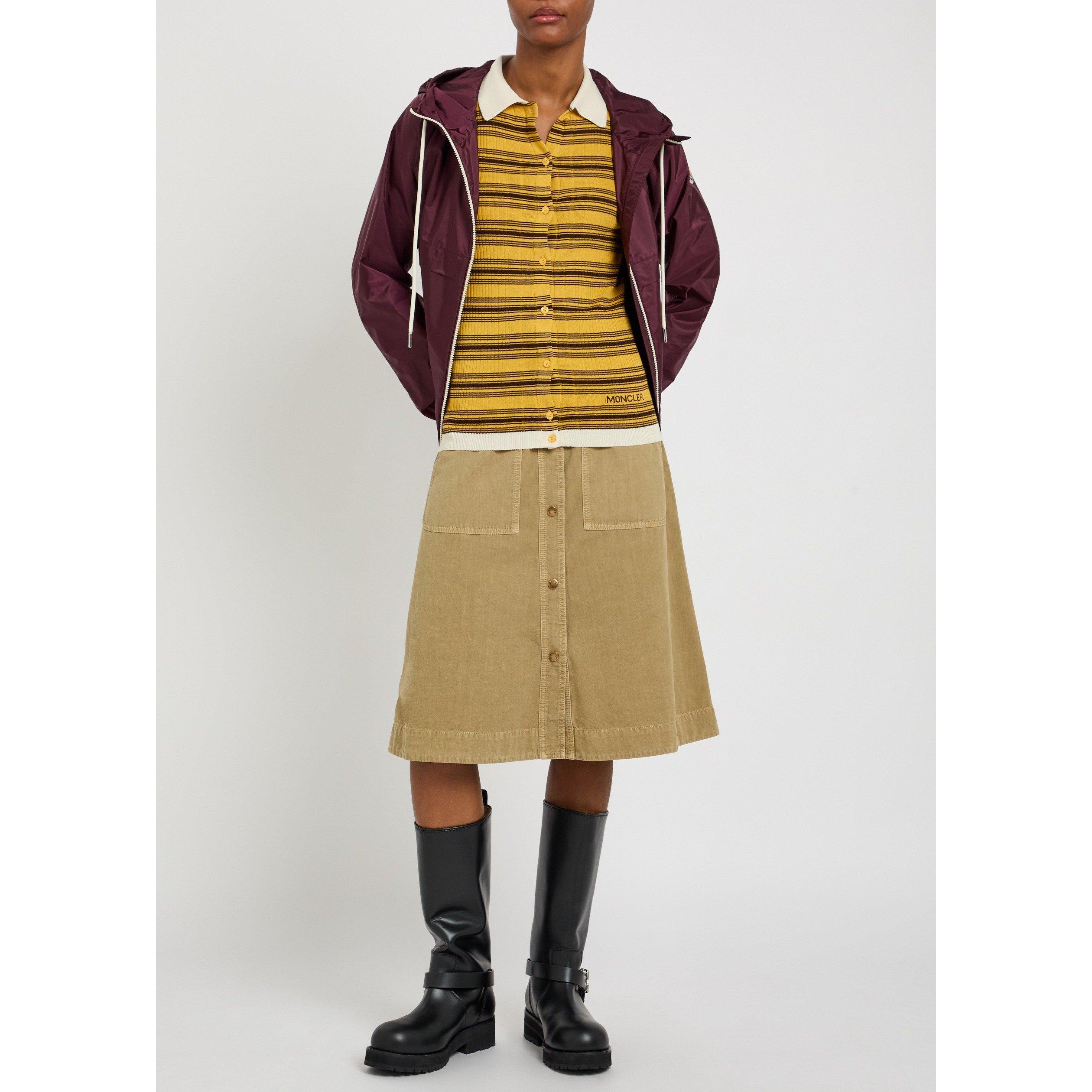 YELLOW - Moncler - Women's Striped Cotton Slim-Fit Knitted Long-Sleeve Polo - 5