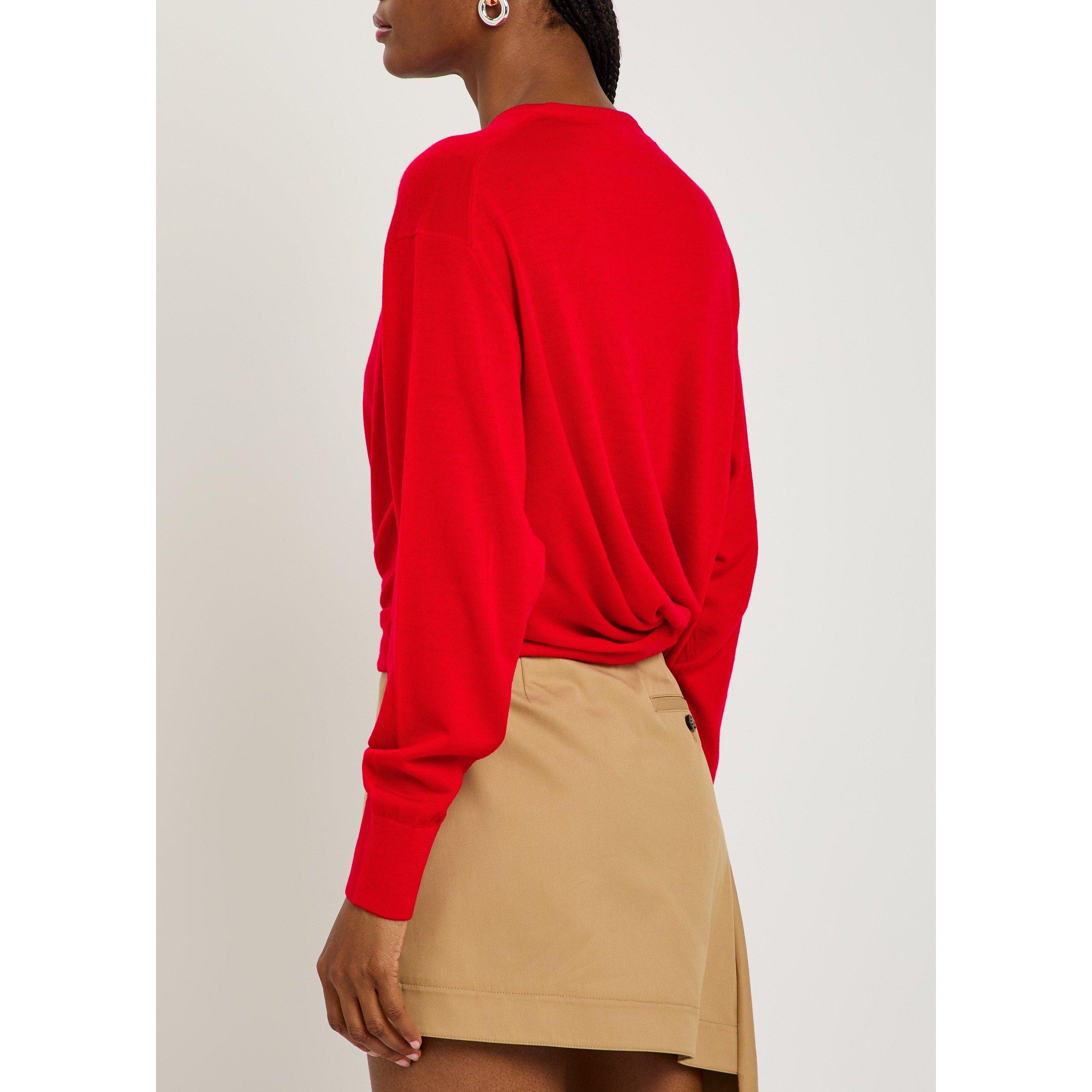 RED - LOEWE - Women's Wool Draped V-Neck Jumper - 3