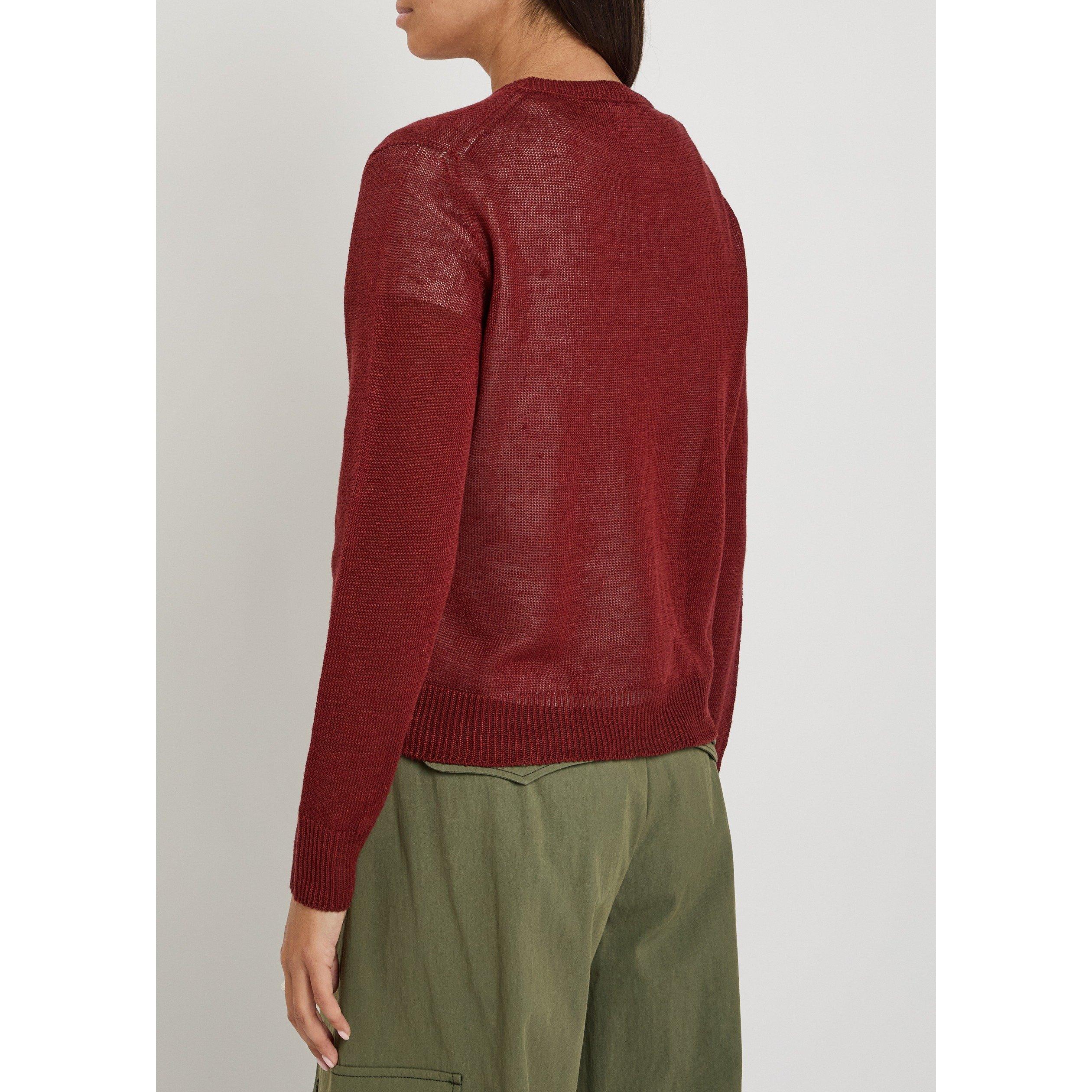 RED - Weekend Max Mara - Women's Linen Long-Sleeve Crew-Neck Jumper - 3