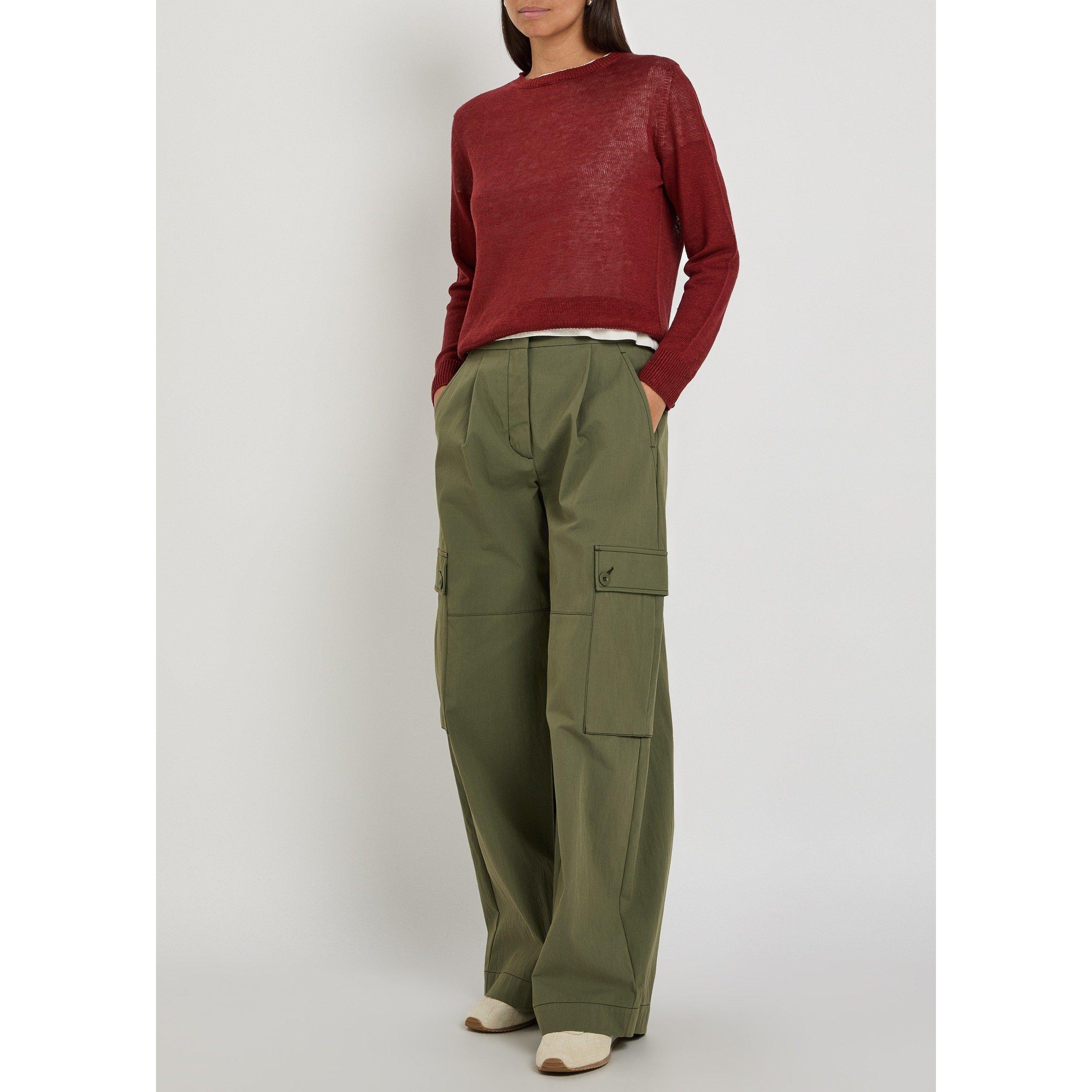RED - Weekend Max Mara - Women's Linen Long-Sleeve Crew-Neck Jumper - 5