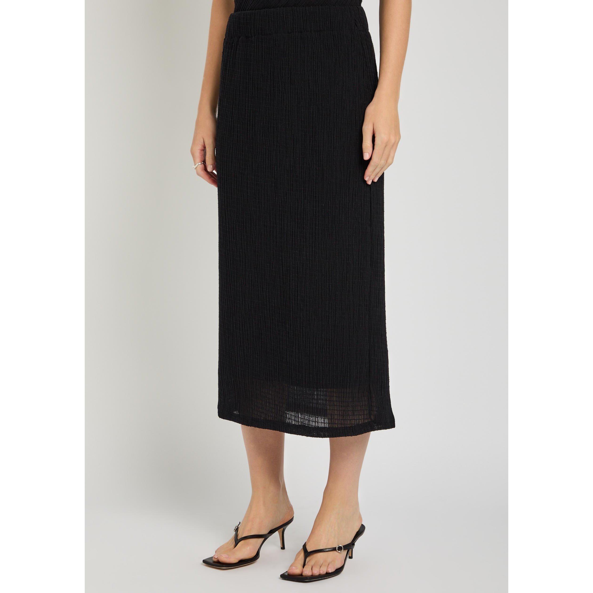 BLACK - Vince - Women's Shadow Grid Knitted Slim-Fit Midi Skirt - 2