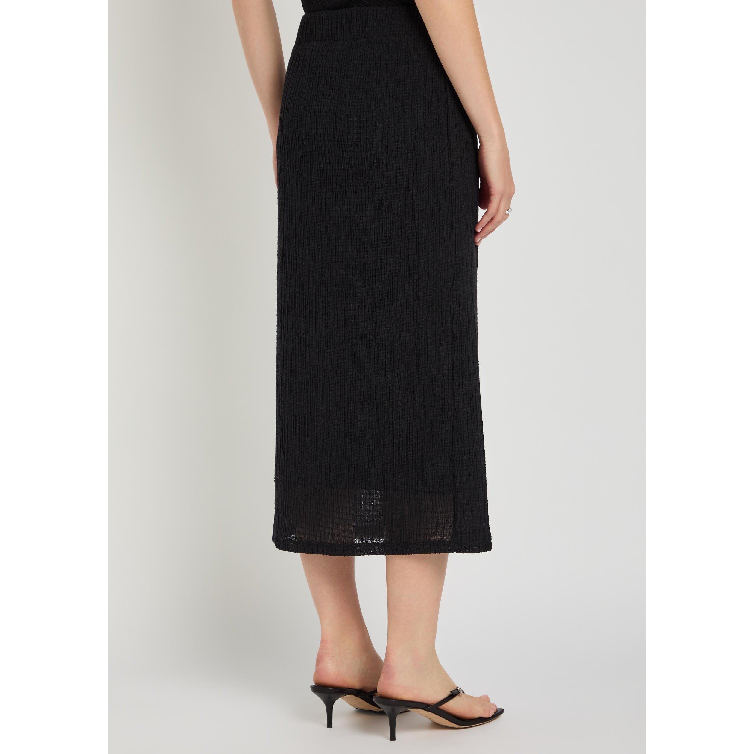 BLACK - Vince - Women's Shadow Grid Knitted Slim-Fit Midi Skirt - 3