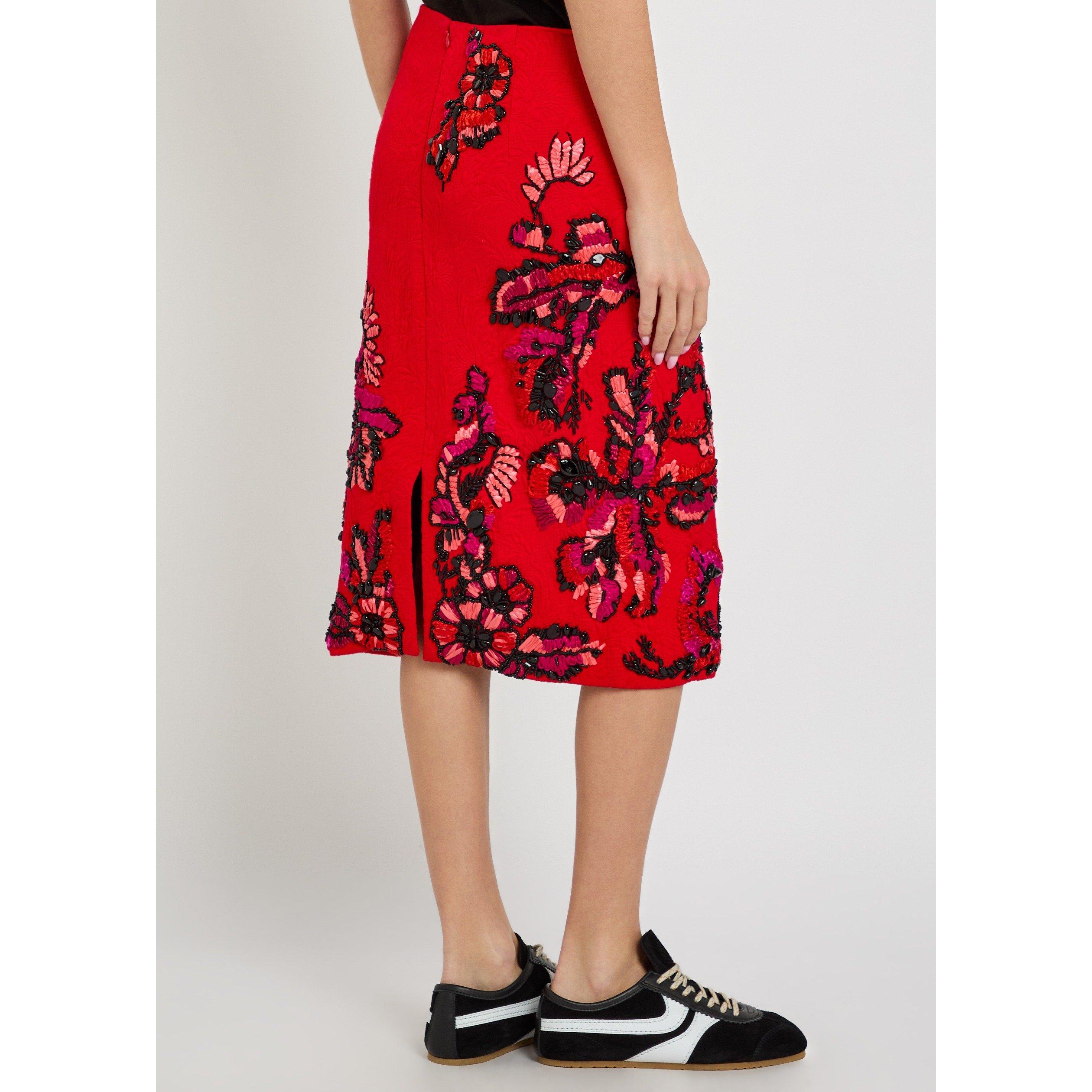 RED - Dries Van Noten - 04040-SUMMER EMB 3265 W.W.SKIR - 3