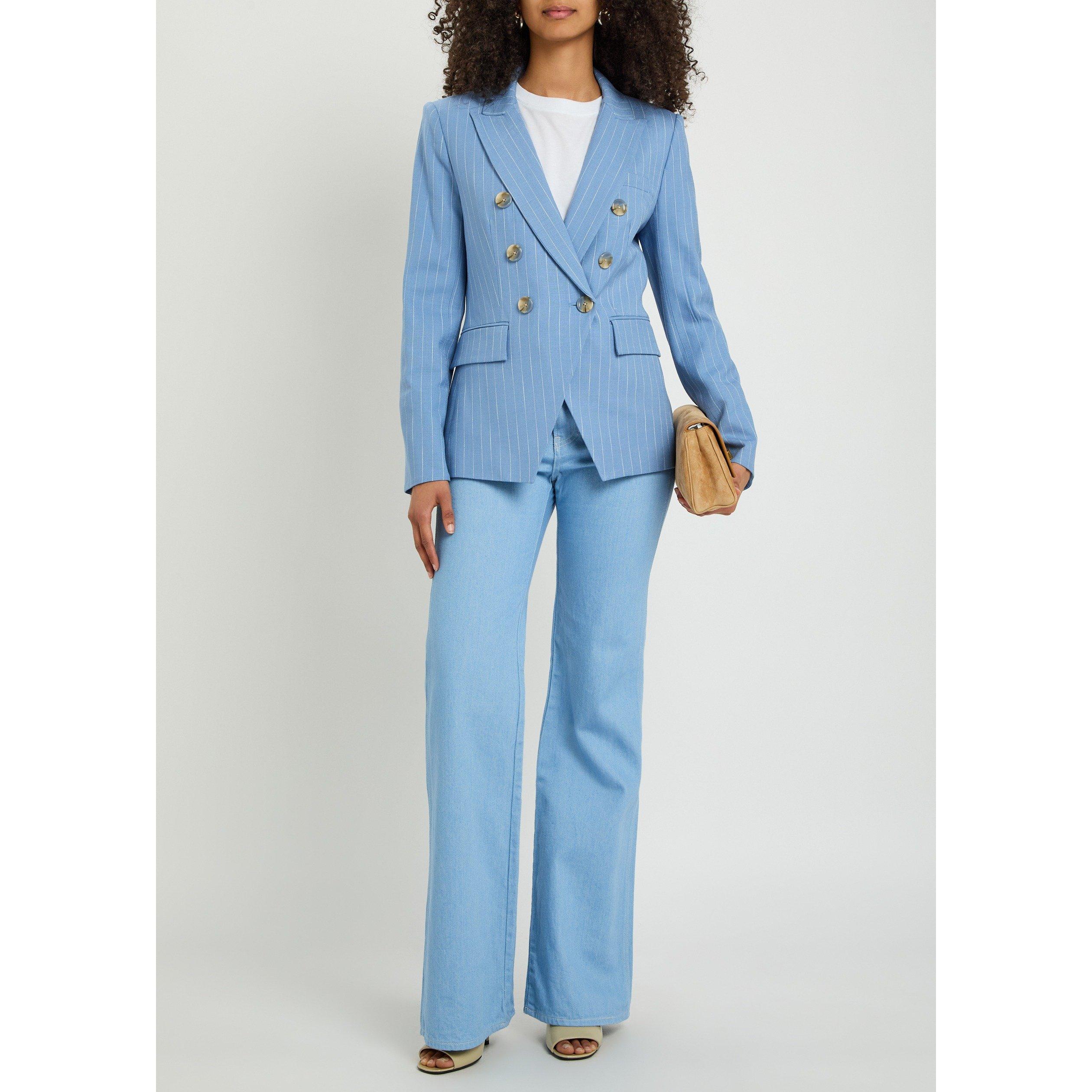 LIGHT BLUE - Veronica Beard - TR CROSBIE HW WIDE LG TROUSERS - 5