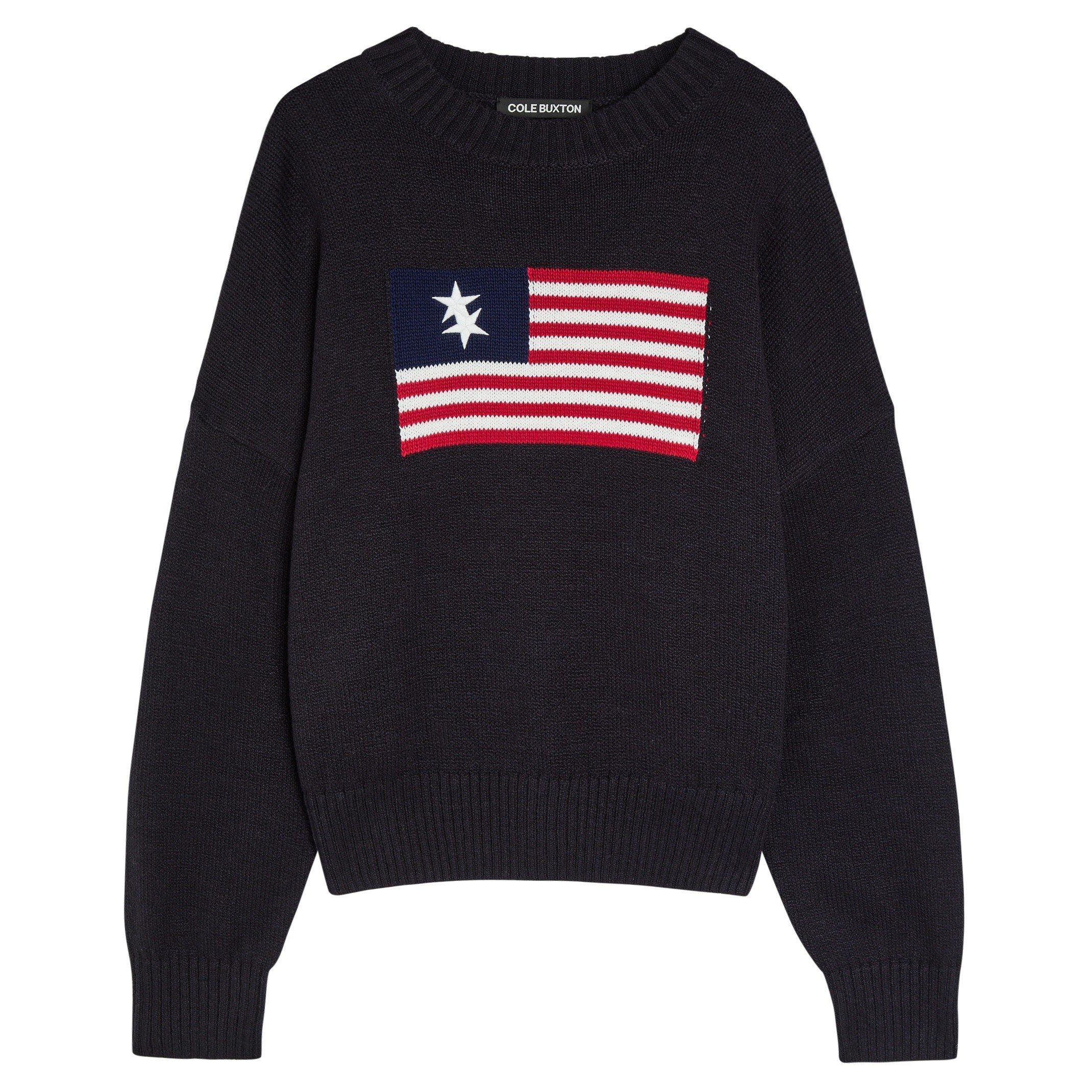 NAVY - Cole Buxton - CB TWO STAR FLAG KNIT SWEATER - 1