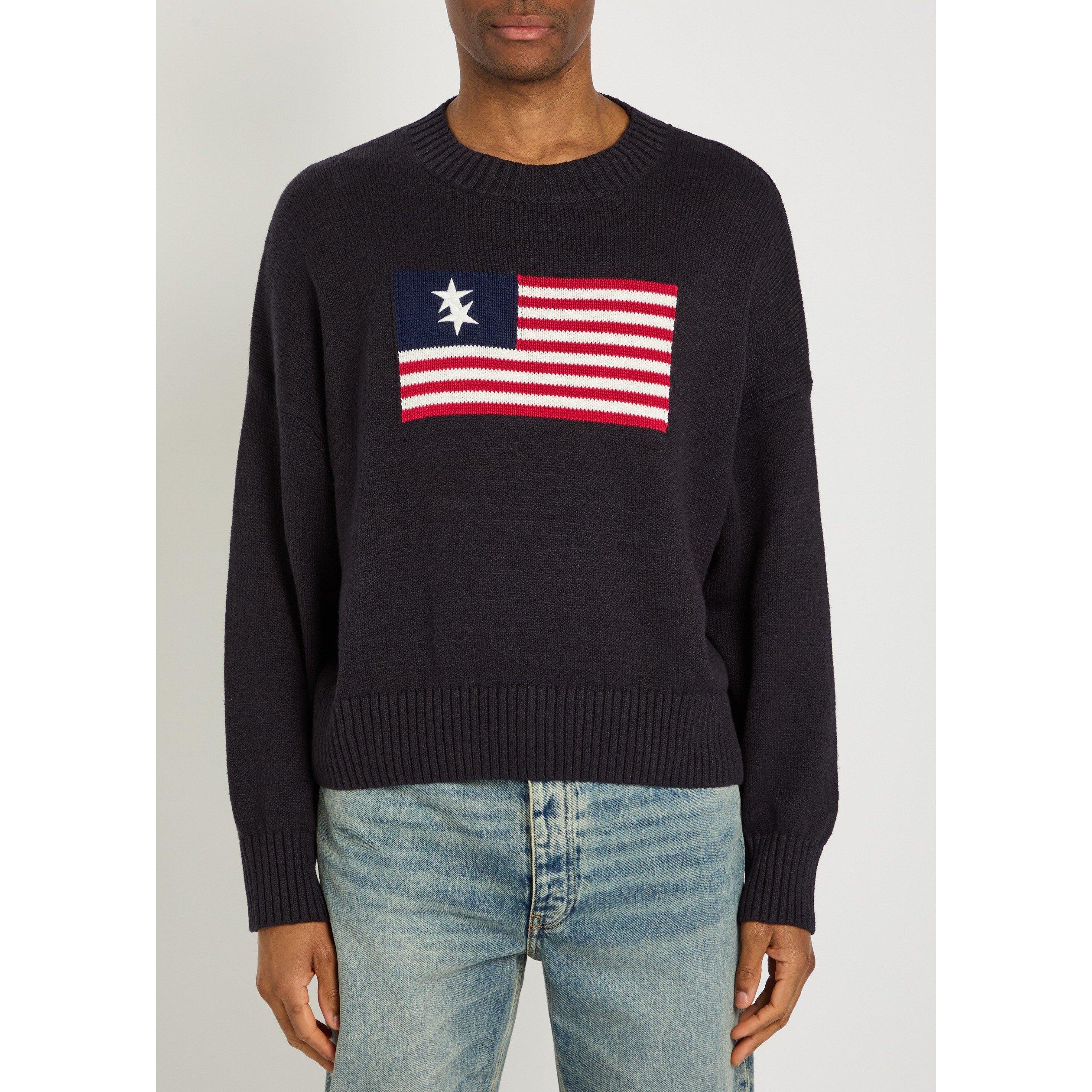 NAVY - Cole Buxton - CB TWO STAR FLAG KNIT SWEATER - 2