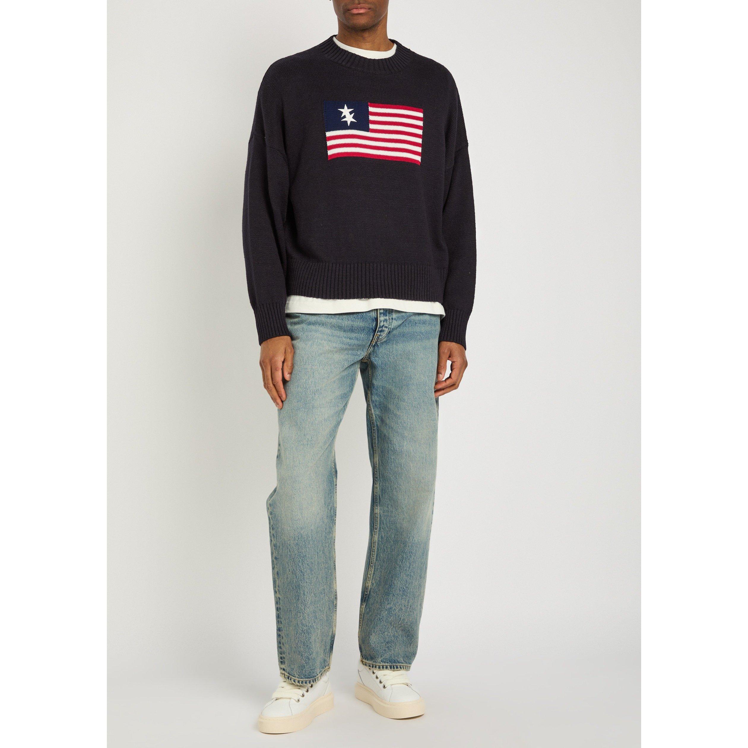 NAVY - Cole Buxton - CB TWO STAR FLAG KNIT SWEATER - 5