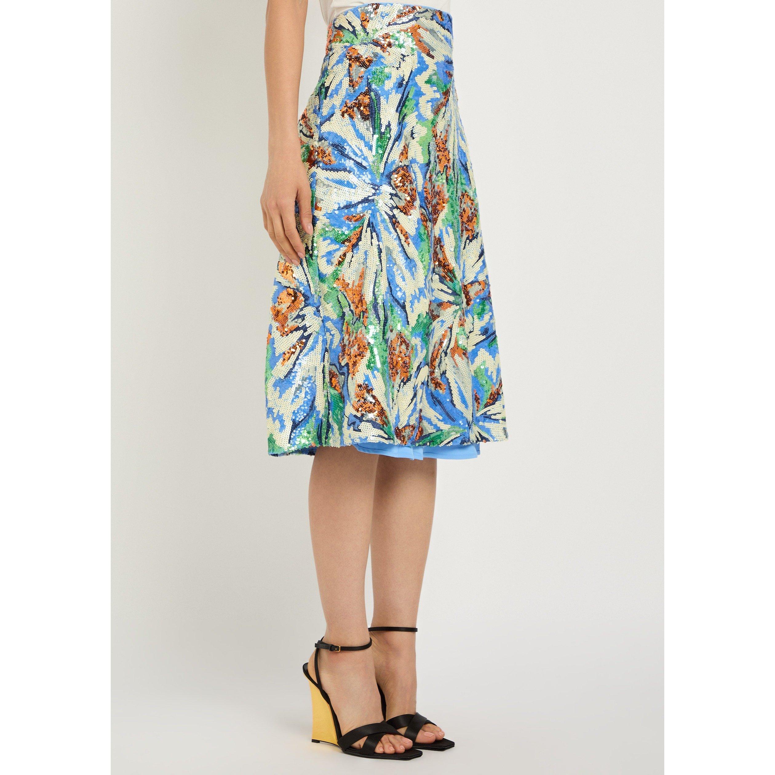 MULTICOLOURED - Rabanne - Women's Floral Sequin Midi Skirt - 2
