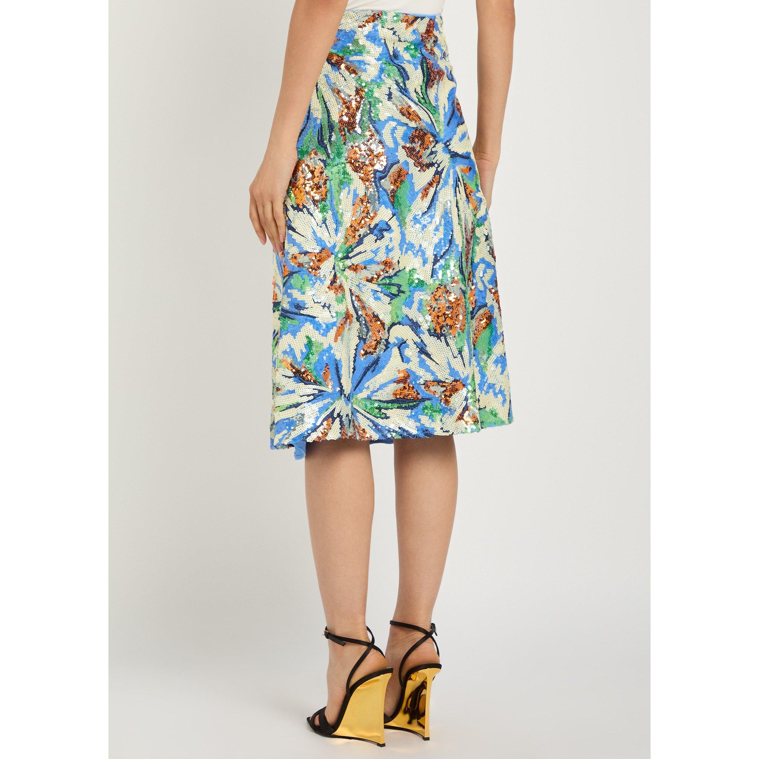 MULTICOLOURED - Rabanne - Women's Floral Sequin Midi Skirt - 3