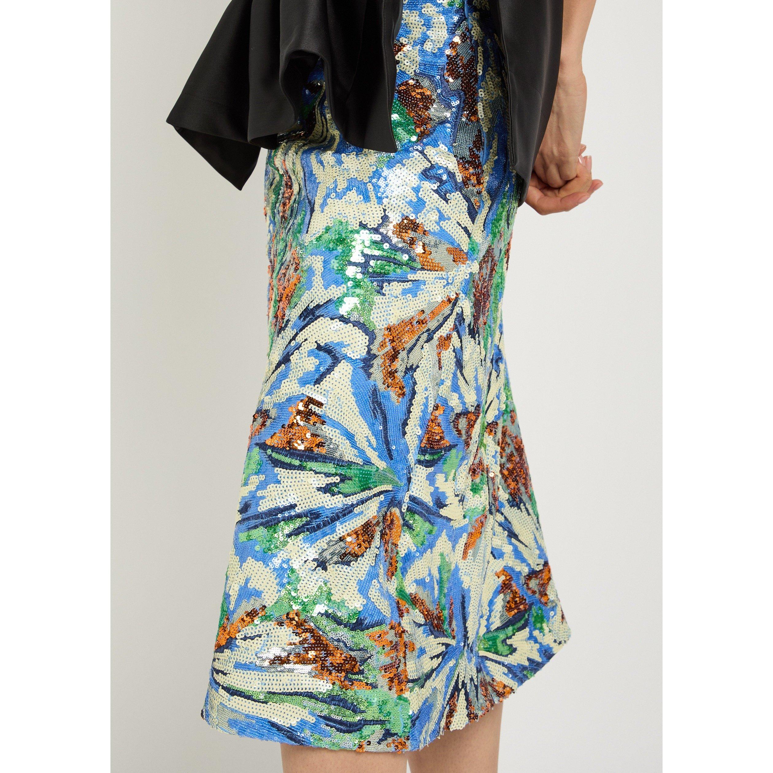 MULTICOLOURED - Rabanne - Women's Floral Sequin Midi Skirt - 4
