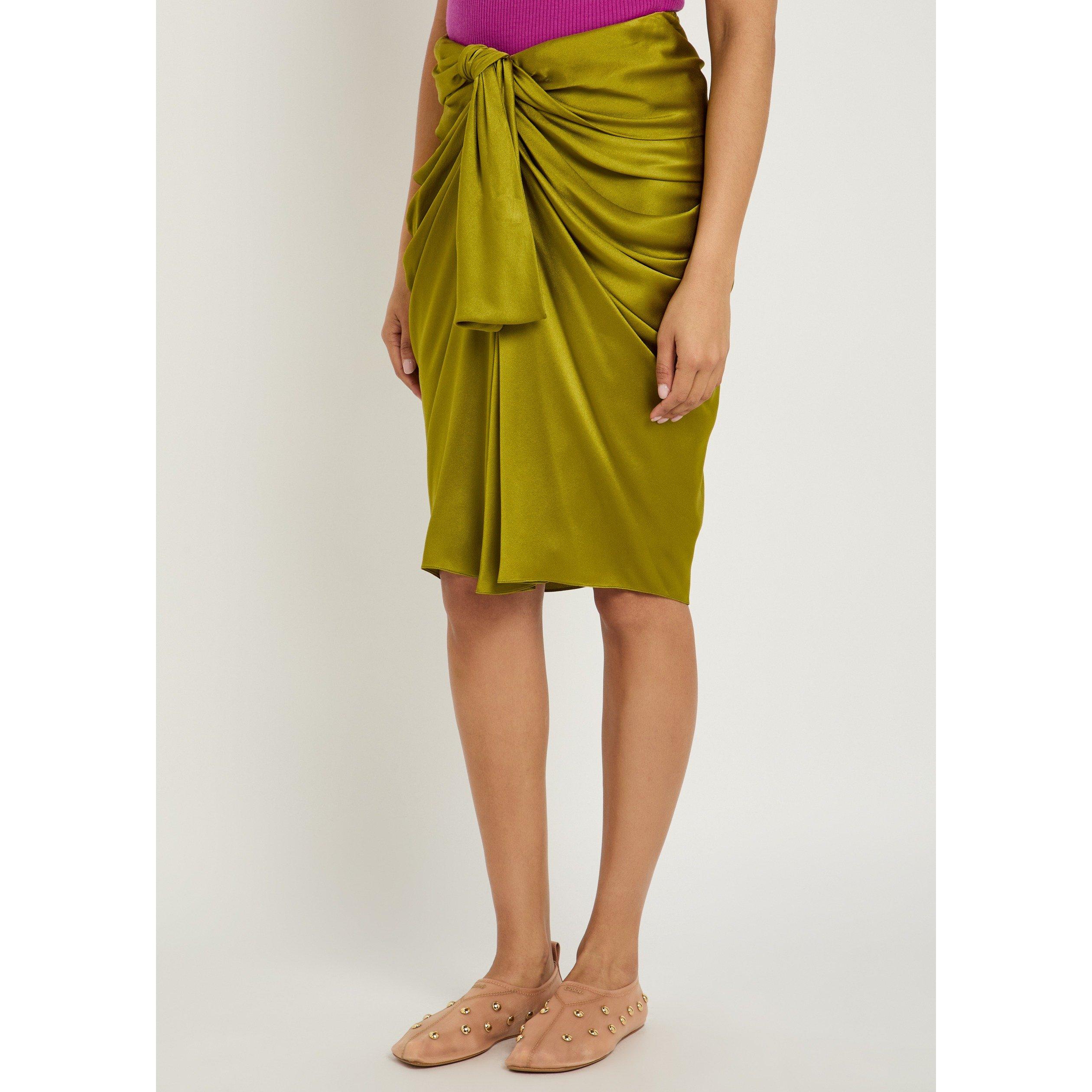 OLIVE - Chloe - Women's Slim-Fit Silk Midi Skirt - 2