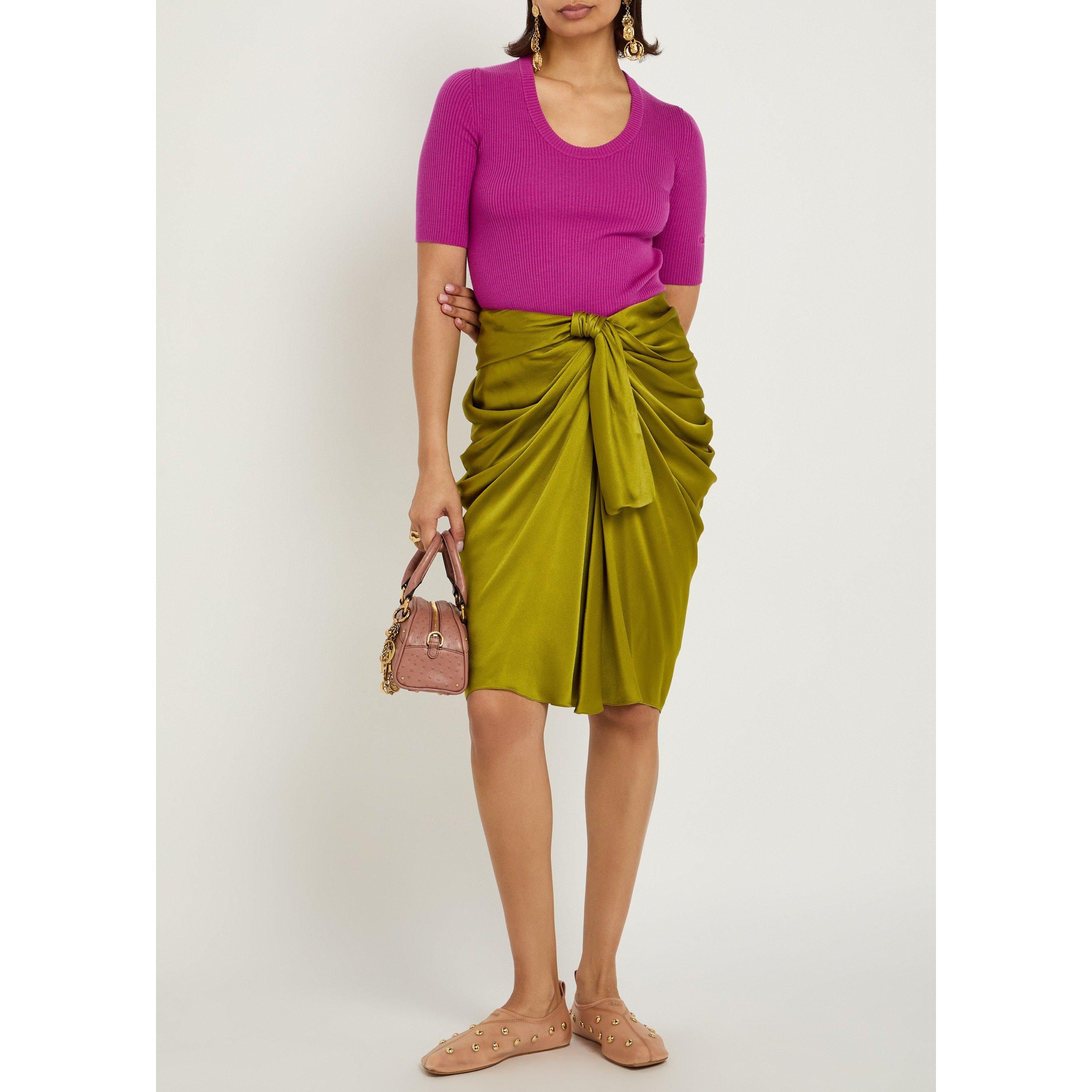 OLIVE - Chloe - Women's Slim-Fit Silk Midi Skirt - 5