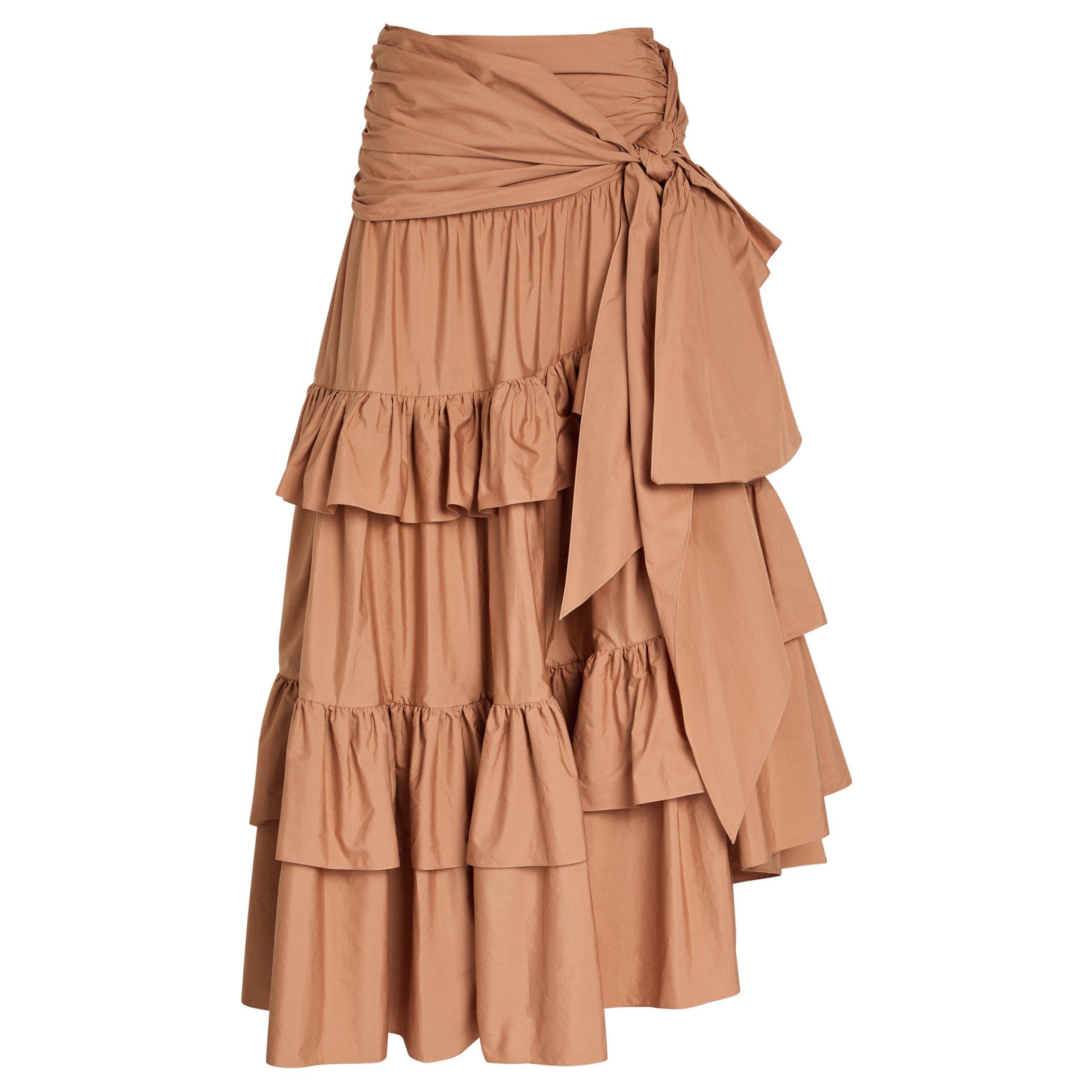 LIGHT PINK - Chloe - Women's Cotton Tiered Relaxed-Fit Maxi Skirt - 1